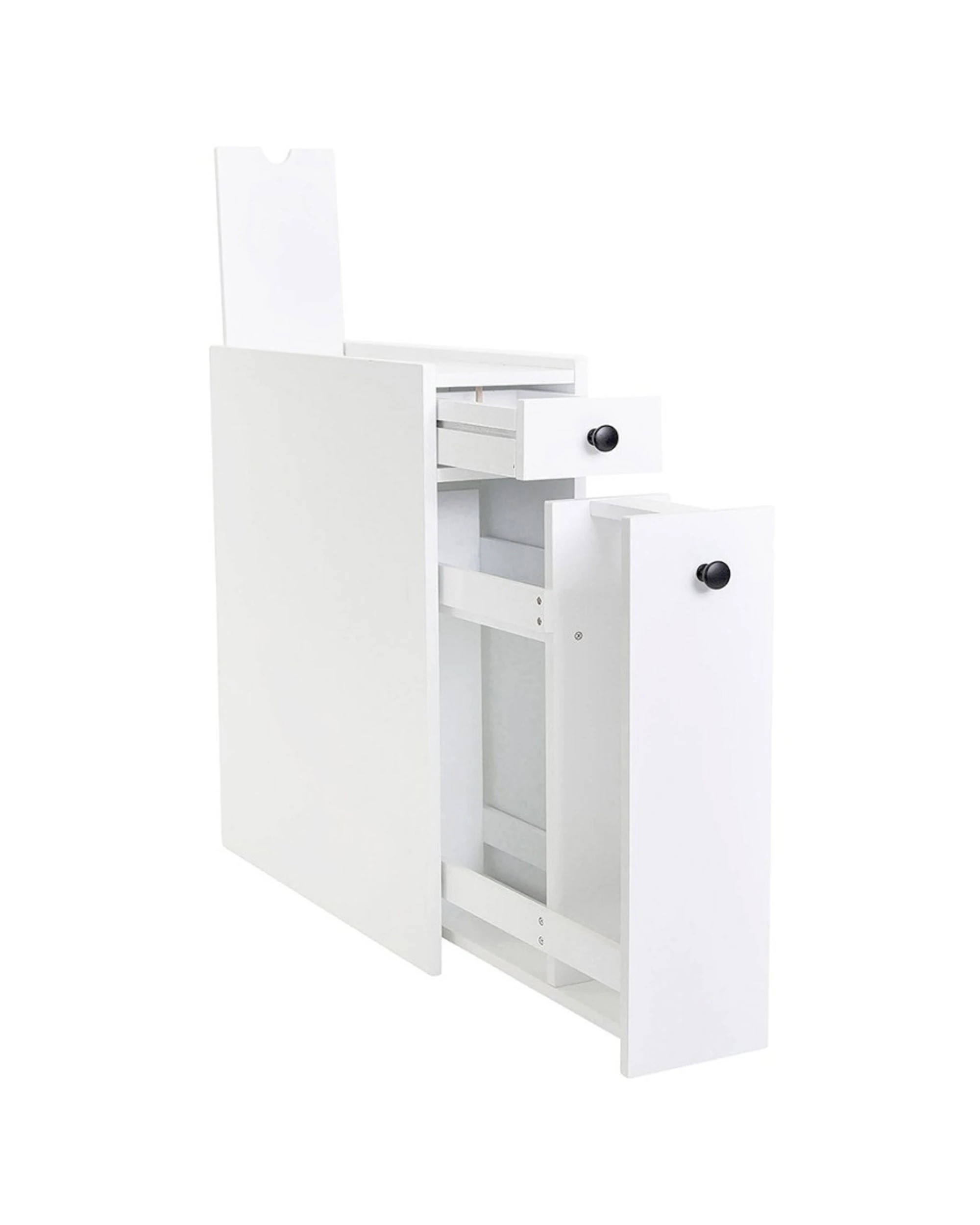 1 Alpine Bay Bathroom Utility Cabinet With 2 Handle Options MDF Construction 16x48.5x58cm - White, 1 of 5