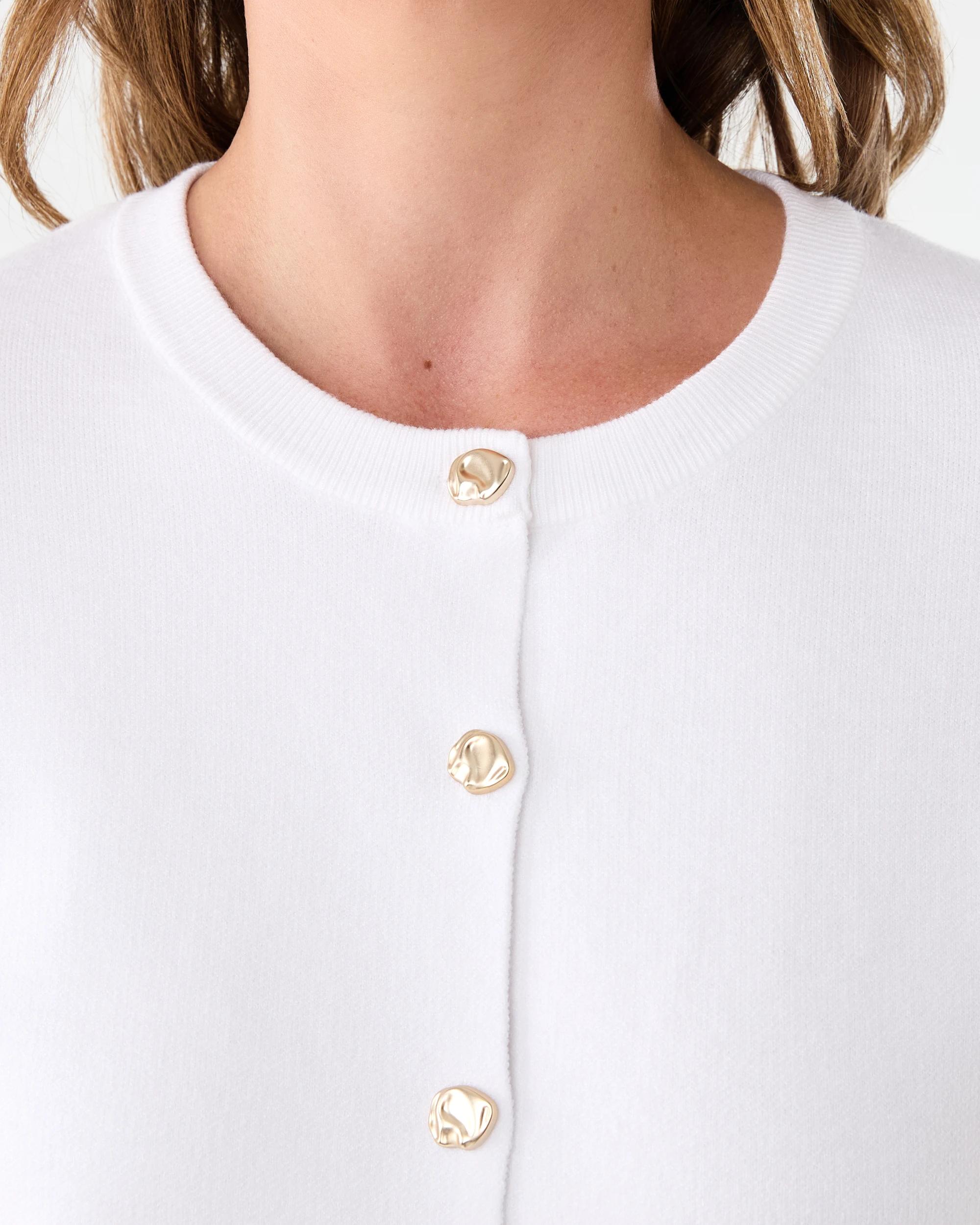 5 Compact Button Cardigan Cld White, 5 of 7