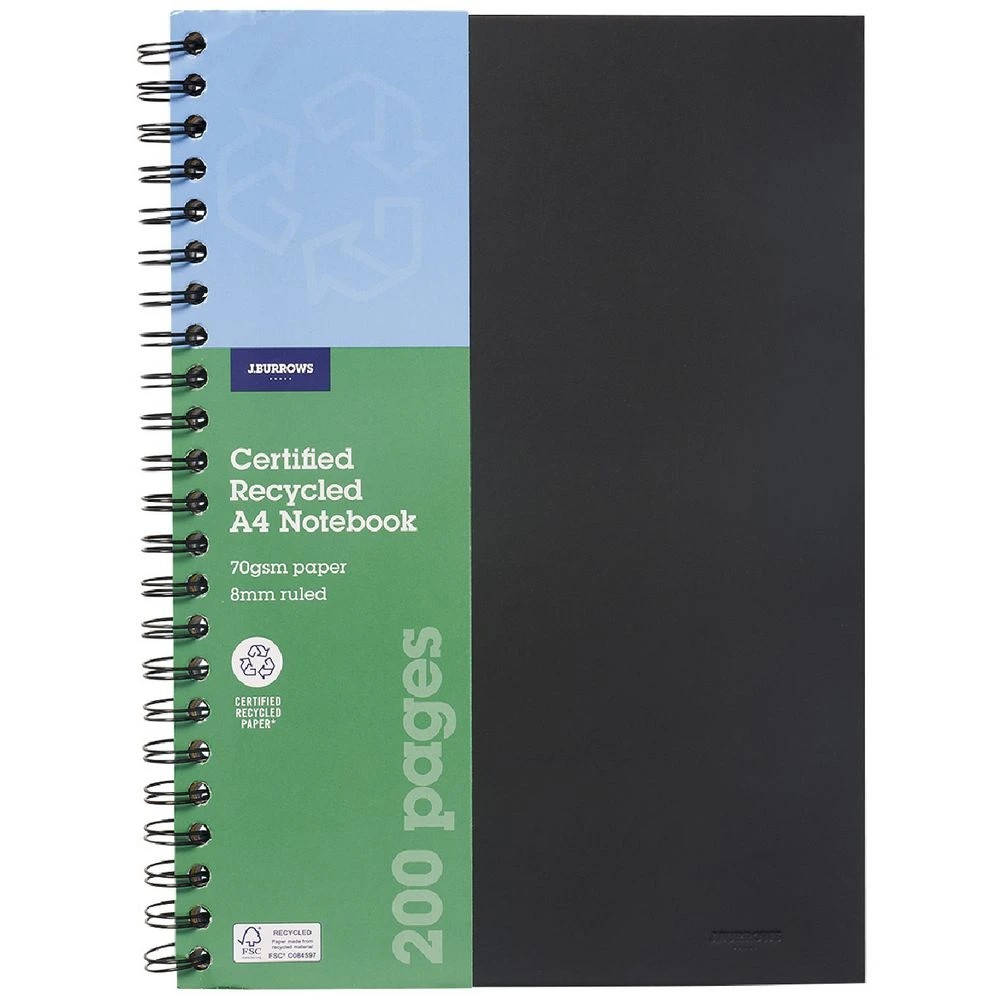 1 J.Burrows A4 Hard Cover Notebook 200 Page Black, 1 of 3