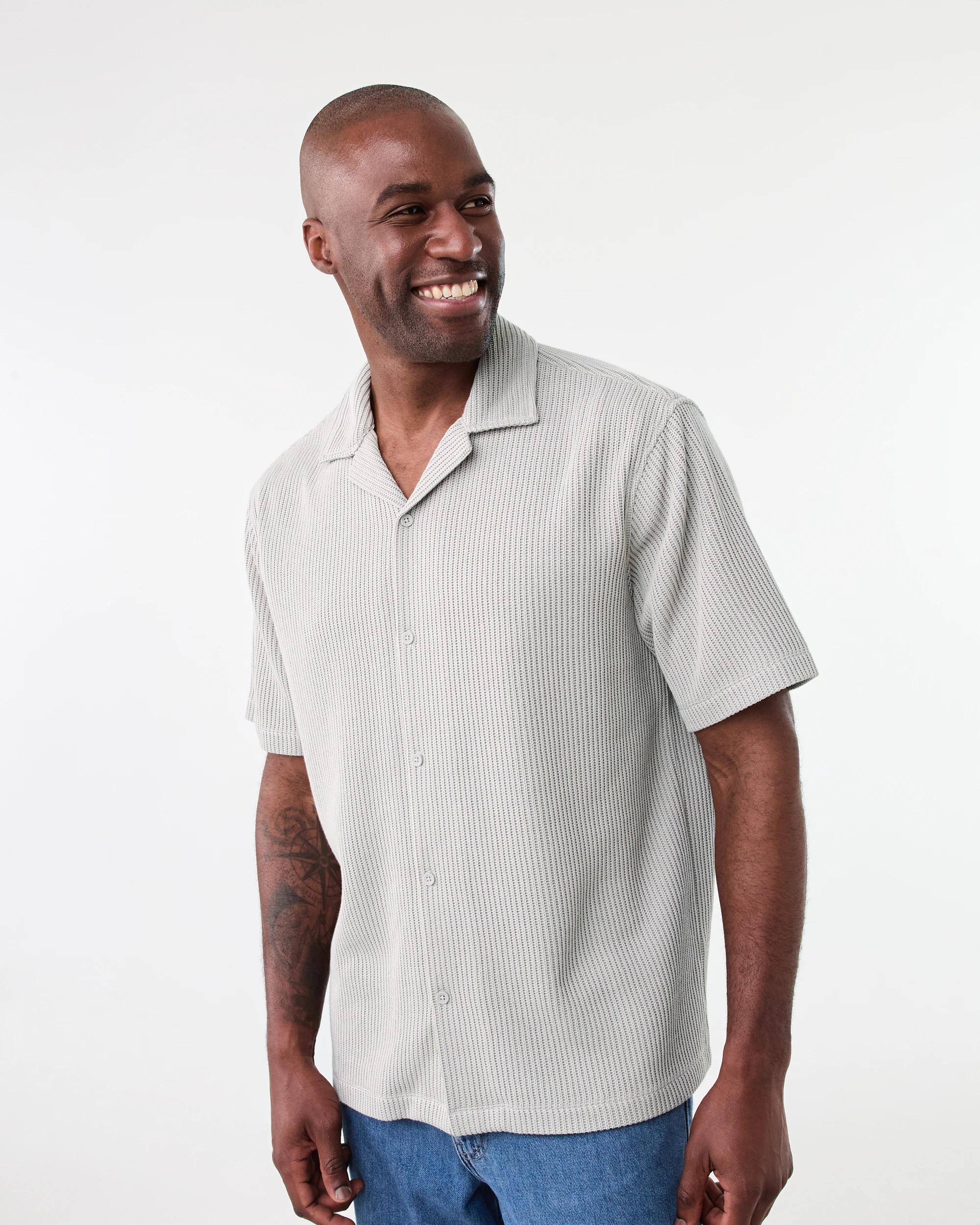 2 Short Sleeve Jacquard Knit Shirt Bge Lunar, 2 of 6