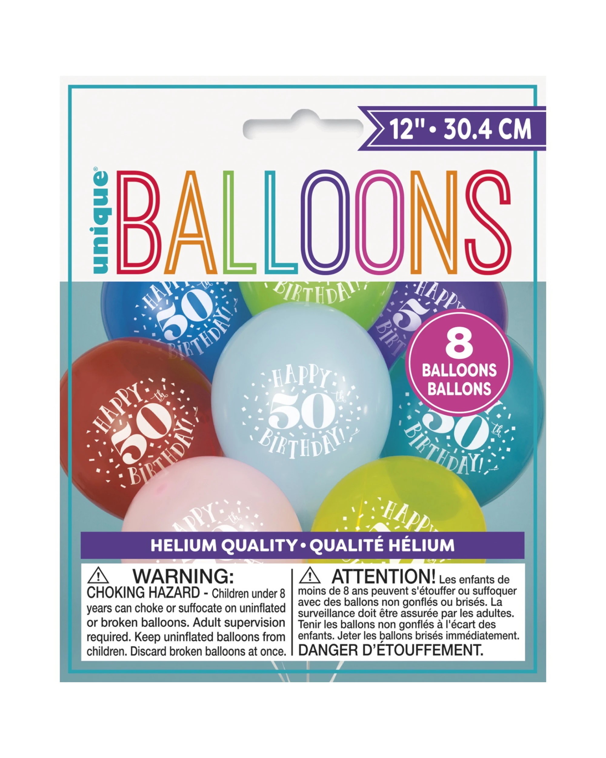 2 Meteor 50th Birthday Balloons Colours Pack of 8 - Multi, 2 of 2