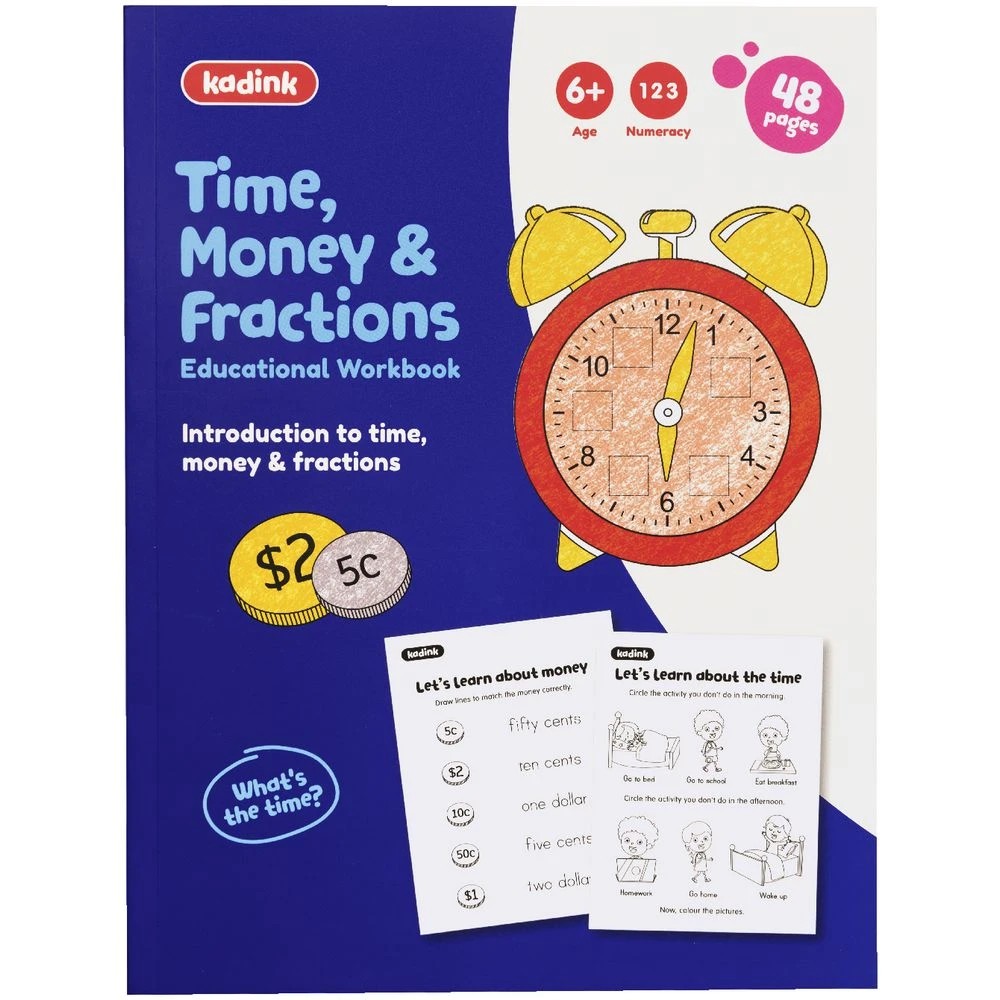 5 Kadink Workbook 48 Pages Time, Money & Fractions, 5 of 5