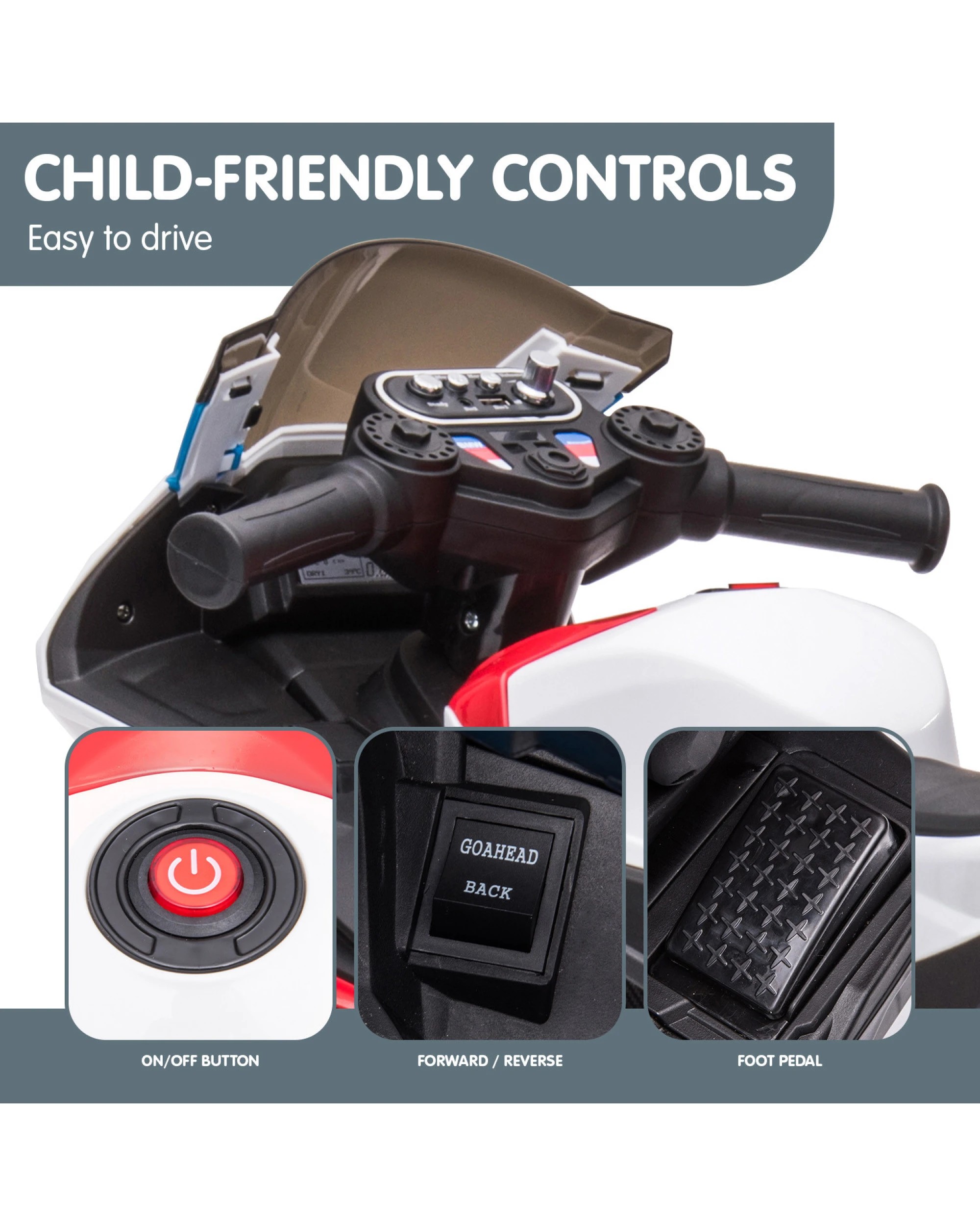 4 Kahuna BMW HP4 Race Kids Toy Electric Ride On Motorcycle - Red, 4 of 9