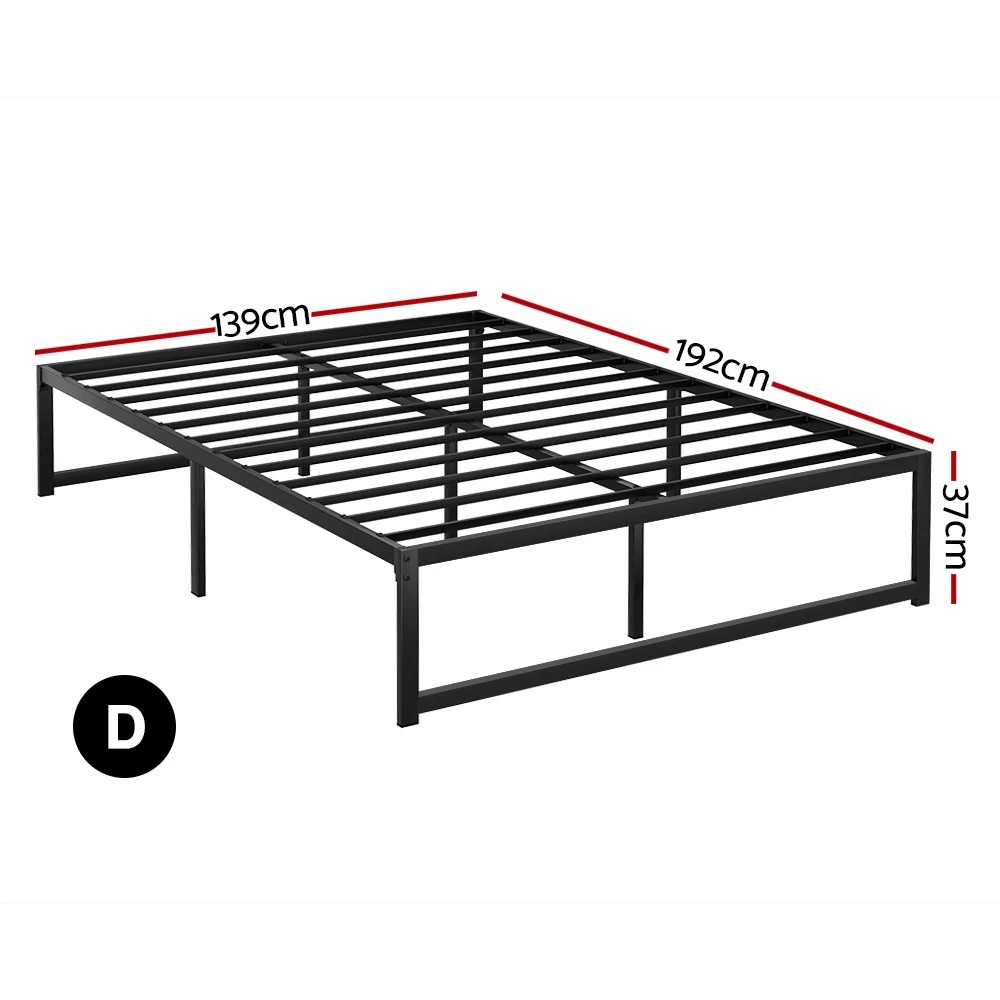 2 Artiss Bed Frame Double Size Metal Frame TINO - Black, 2 of 6