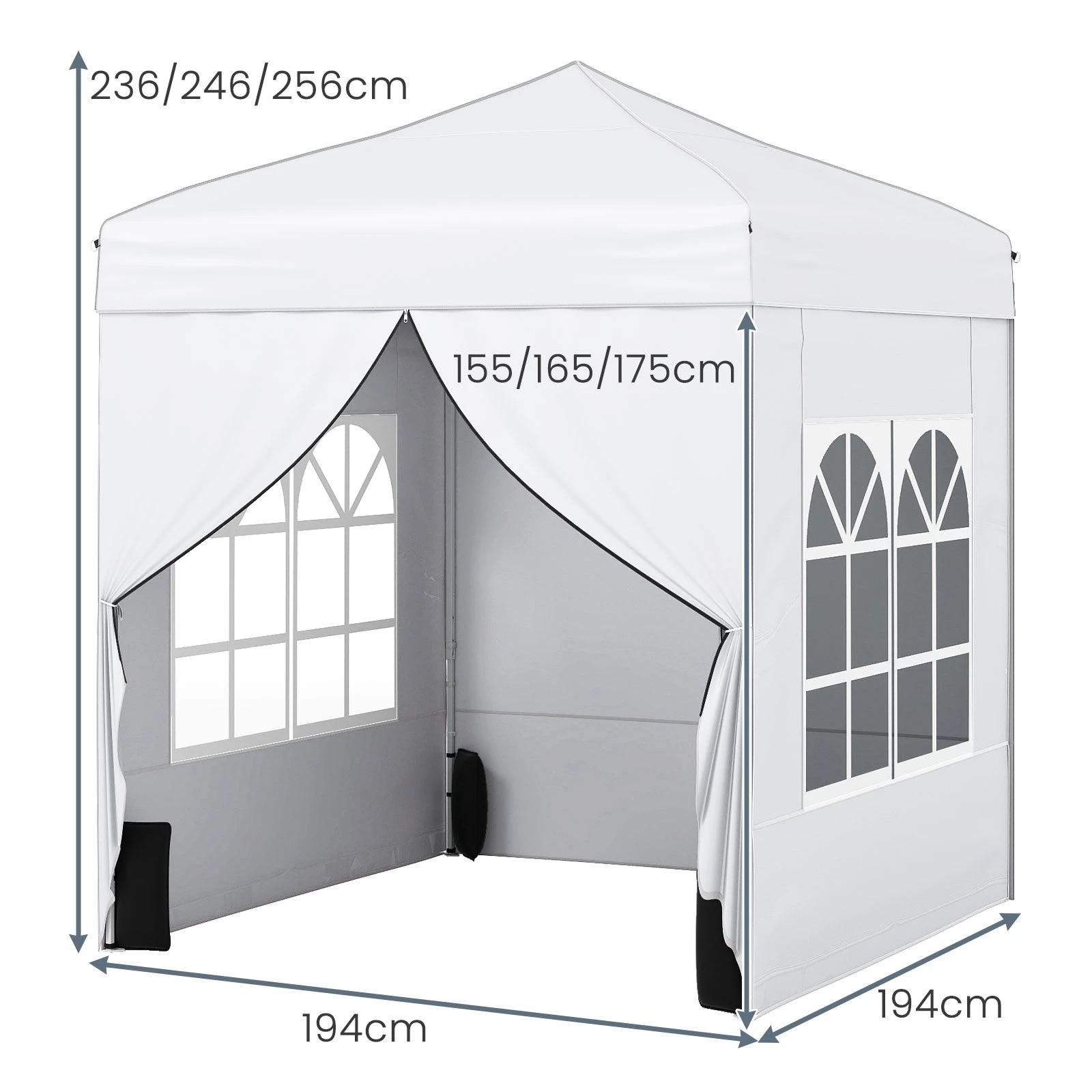 2 Costway 2x2M Pop up Canopy Tent Gazebo w/4 Sidewall - White, 2 of 3