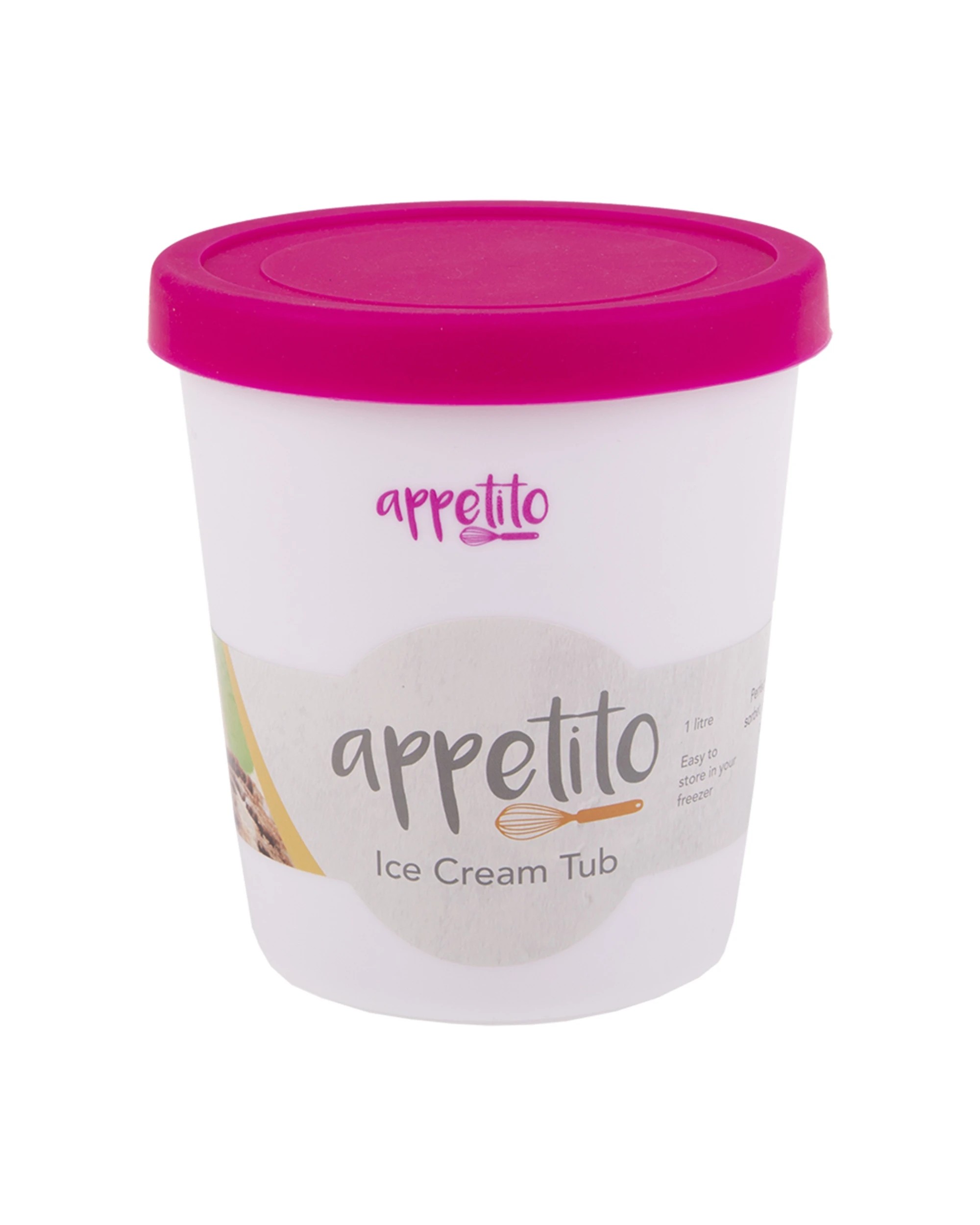 2 Appetito Round Ice Tub Home Kitchen Container 1L - Pink, 2 of 2