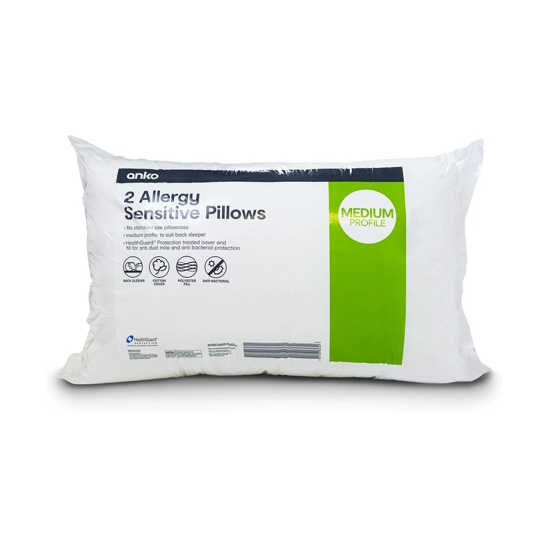 1 2 Pack Allergy Sensitive Pillows - White, 1 of 2