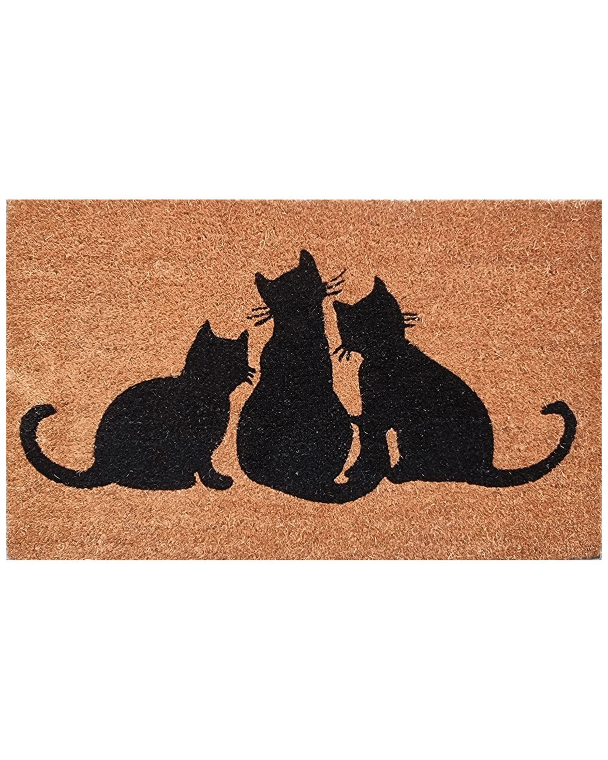 2 Solemate PVC Backed Coir Cats Design 45x75cm Slim Outdoor Stylish Doormat - Multi, 2 of 4