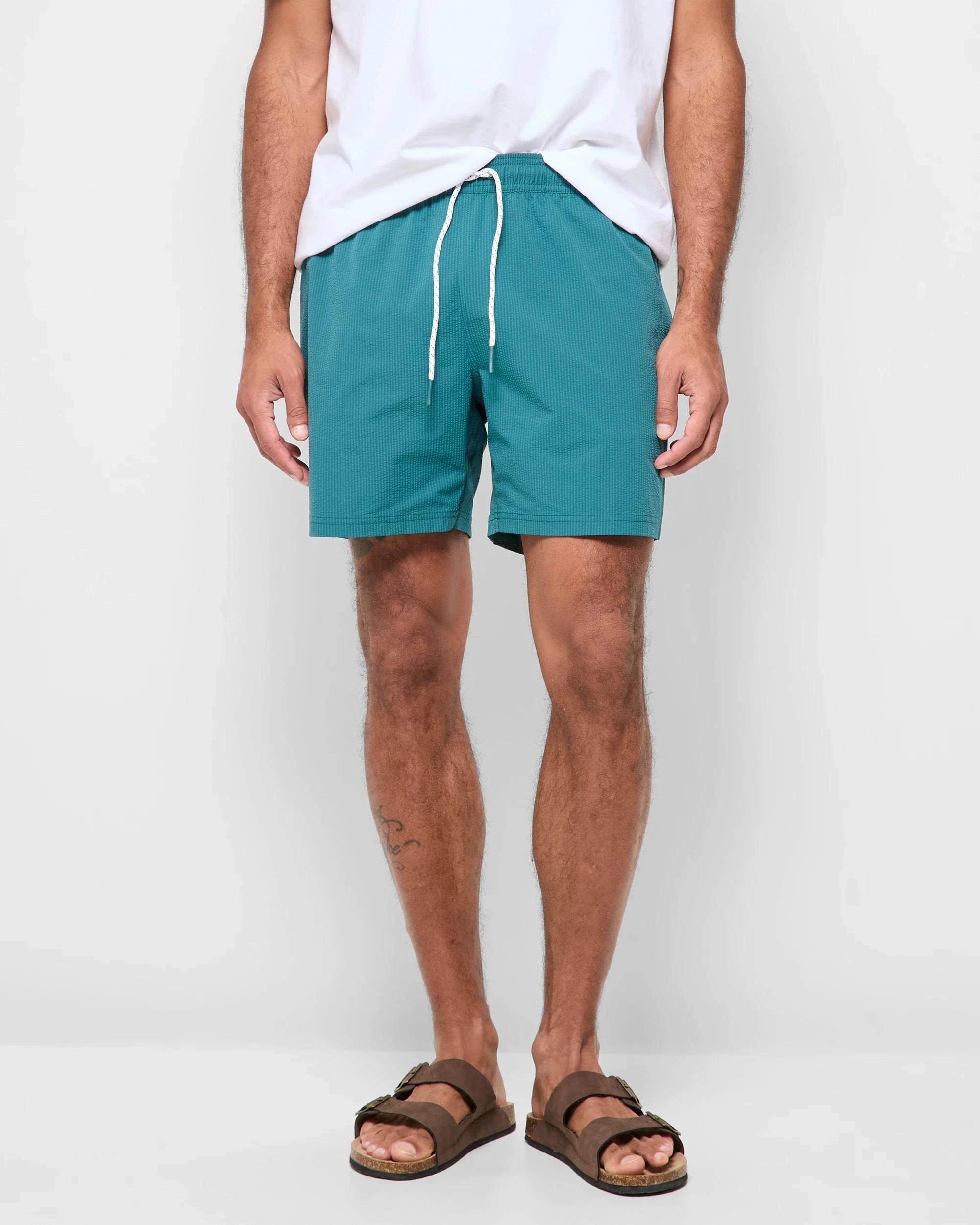1 Target Seersucker Swim Boardshorts TEAL, 1 of 5