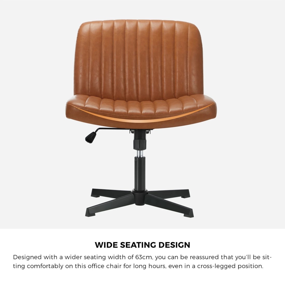 3 Oikiture Armless Office Desk Chair Faux Leather
 - Brown, 3 of 8