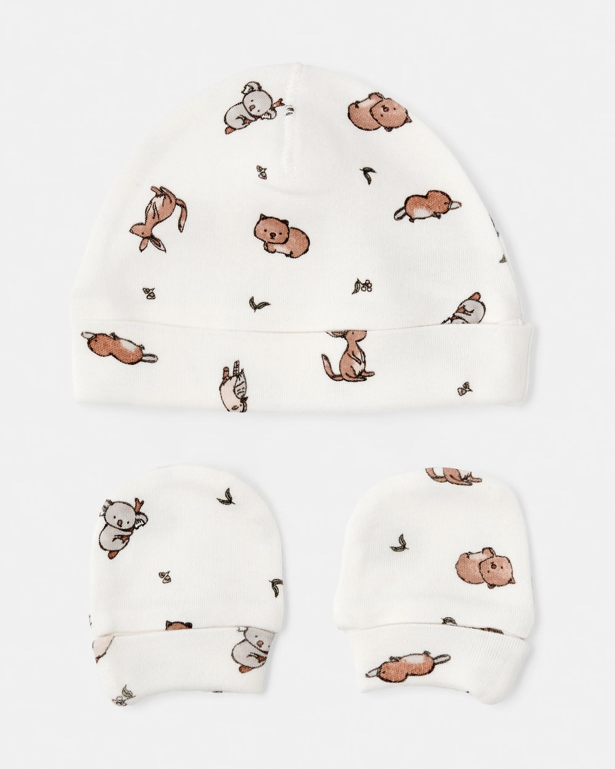 2 Newborn Hat and Mittens Set Animals, 2 of 8