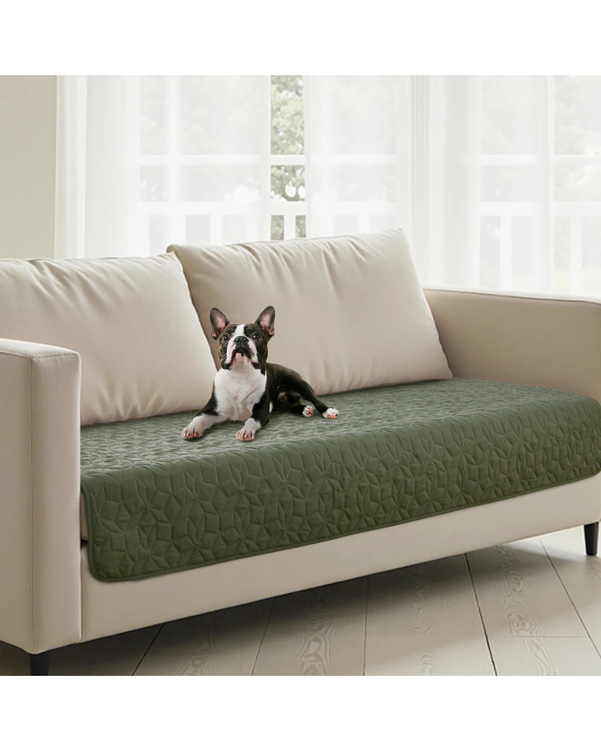 1 Charlie's Sofur Waterproof Dog 2-Seater Couch Cover Protector 76x178cm - Olive, 1 of 10