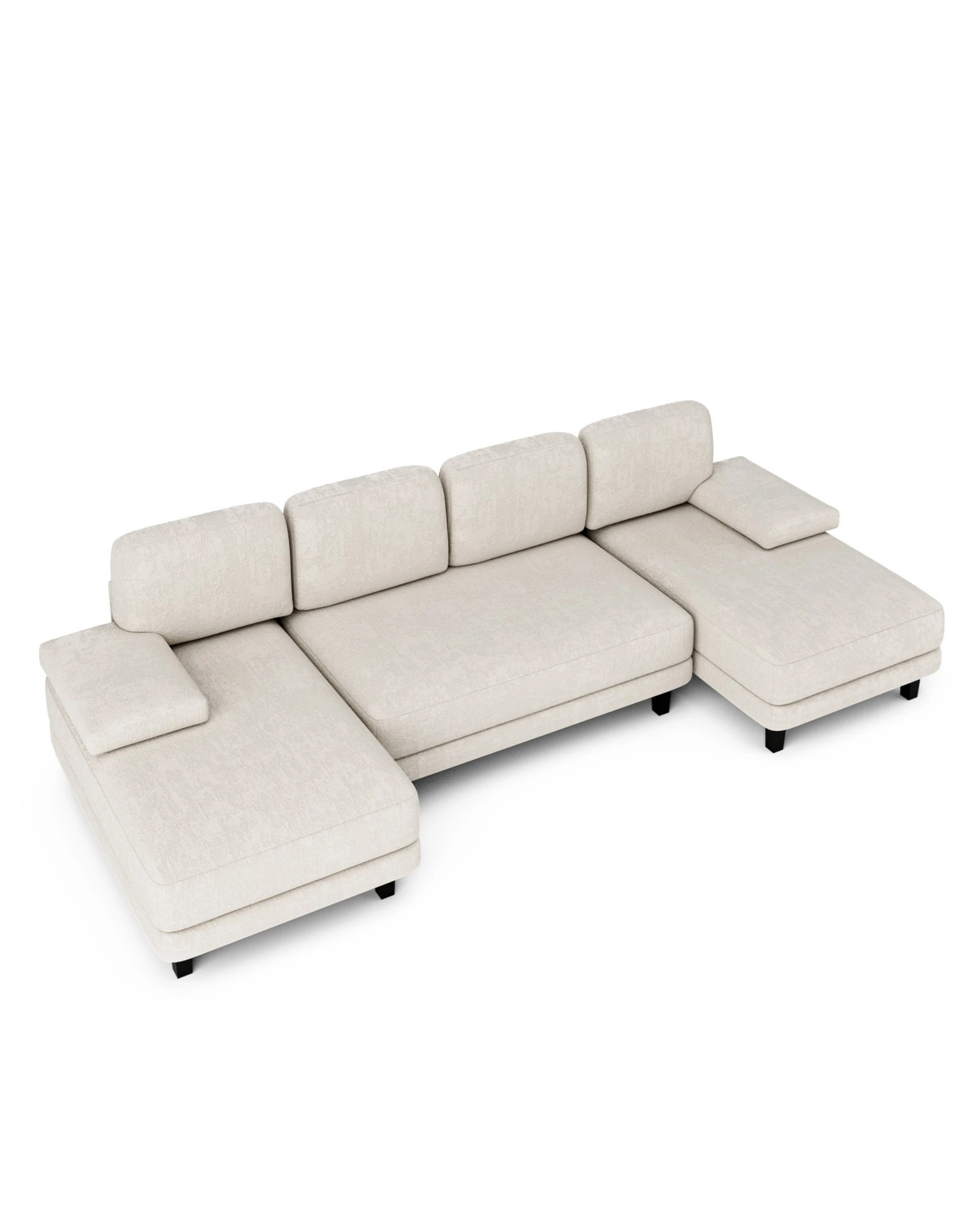 1 Advwin 280cm 4 Seater Sectiona Sofa Chenille Fabric U Shape Couch Modern Sofa Couch with Double Chaise, 1 of 8