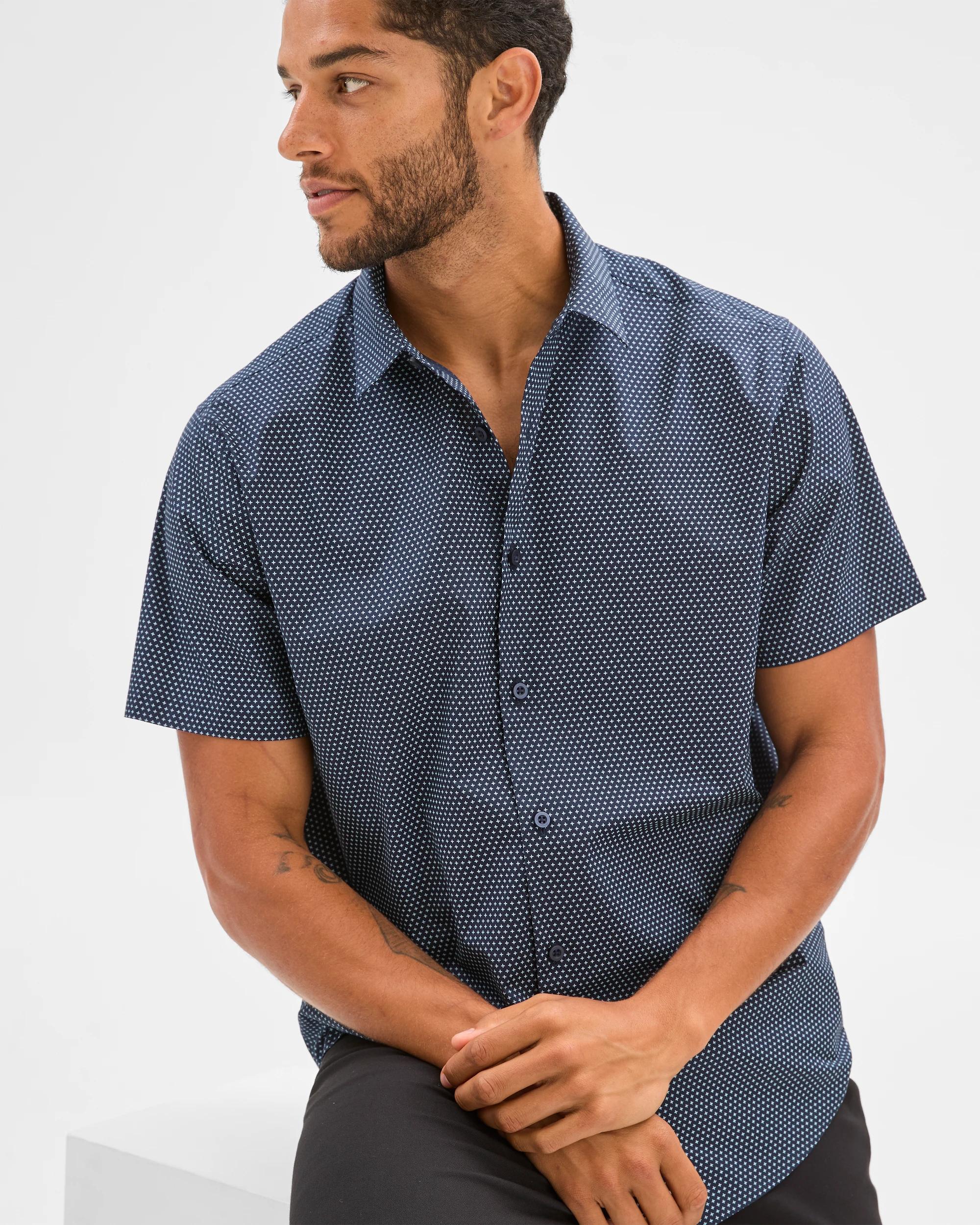 5 Australian Cotton Short Sleeve Shirt - Preview GEO NAVY, 5 of 5