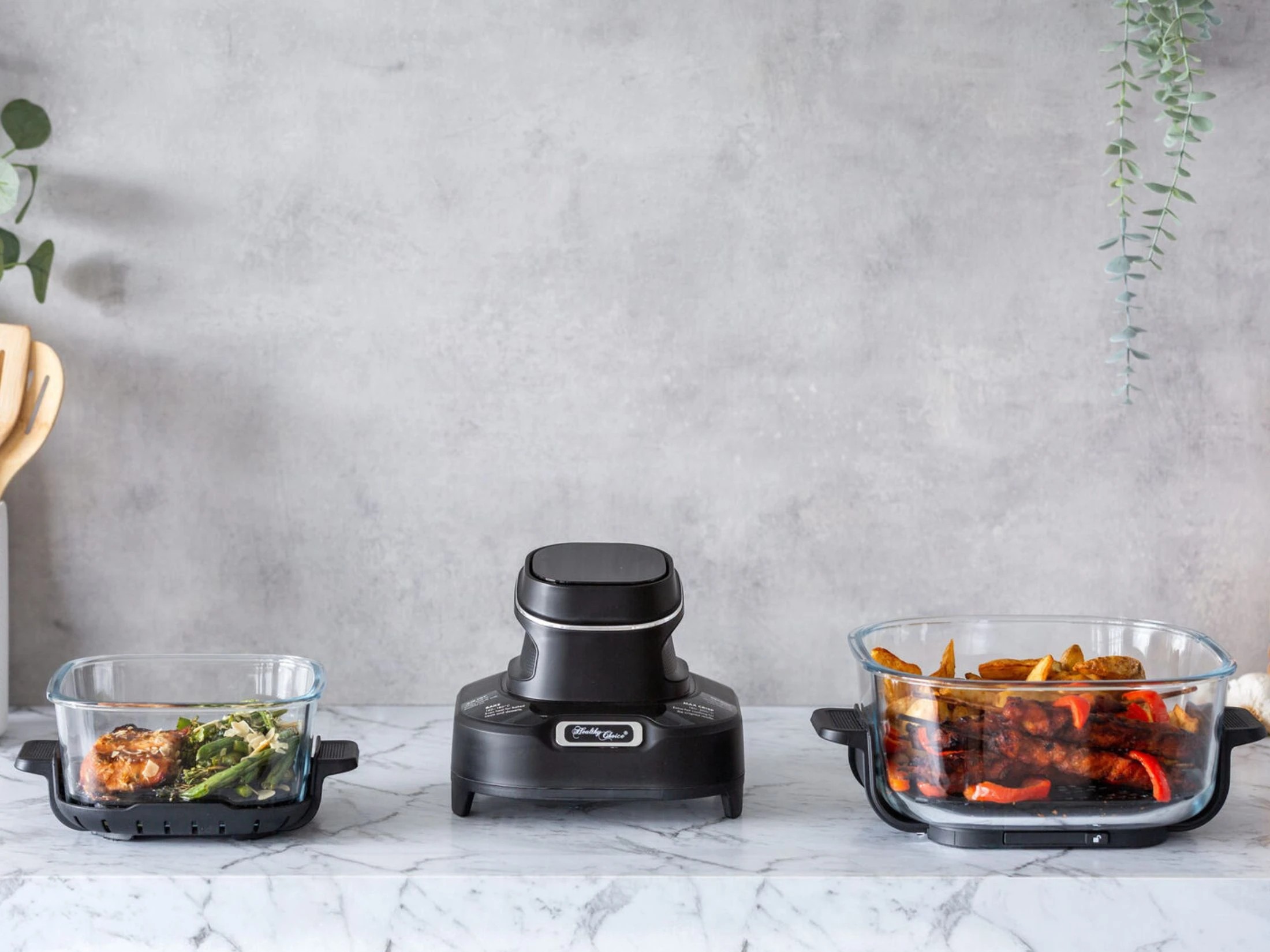 6 Healthy Choice Crisp N Go Air Fryer Dual Glass Bowl 4.5L + 2L 1400-1600 Watts, 6 of 7