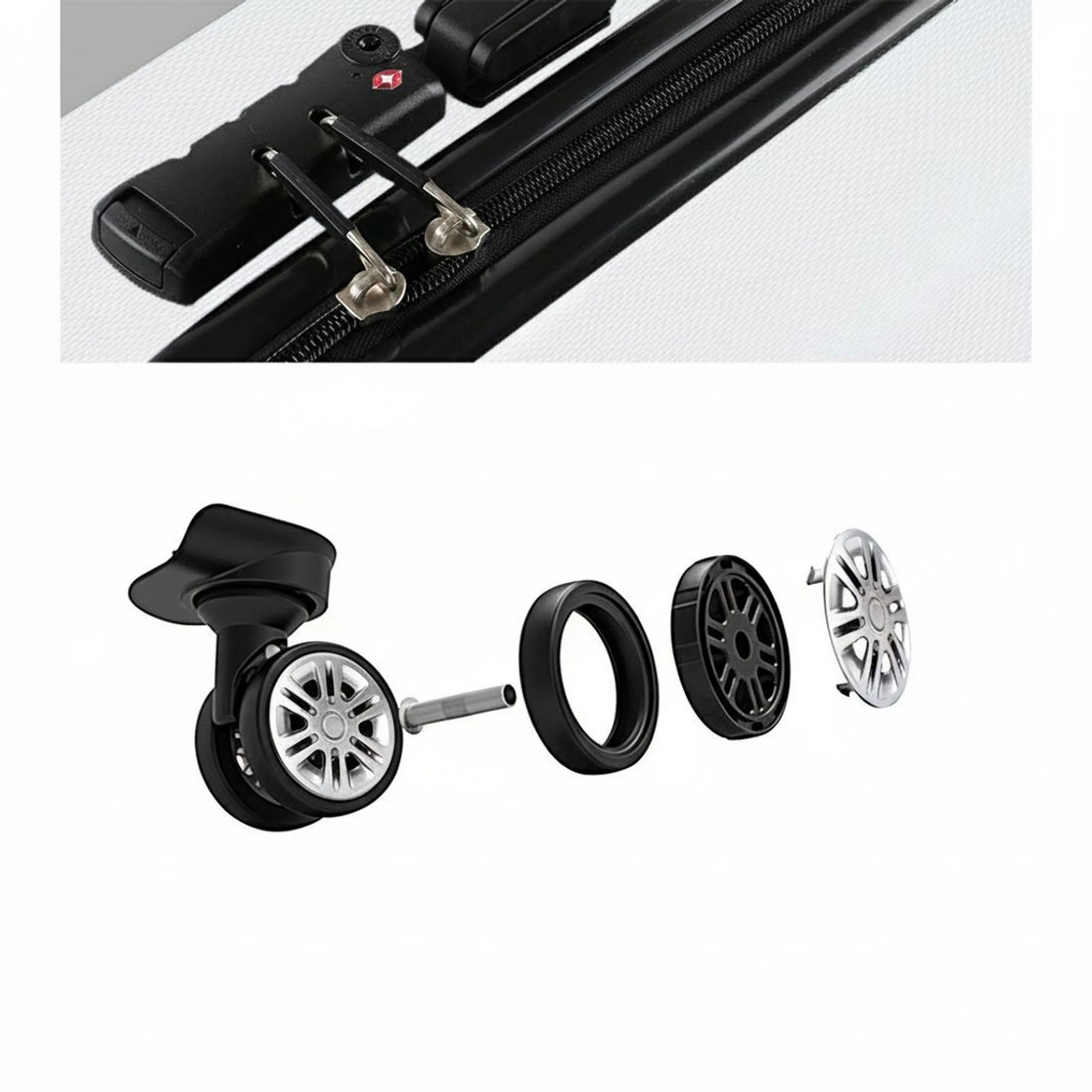 4 Wanderlite 2pcs Luggage Trolley Travel Suitcase Set TSA Hard Shell Case Strap - White, 4 of 6
