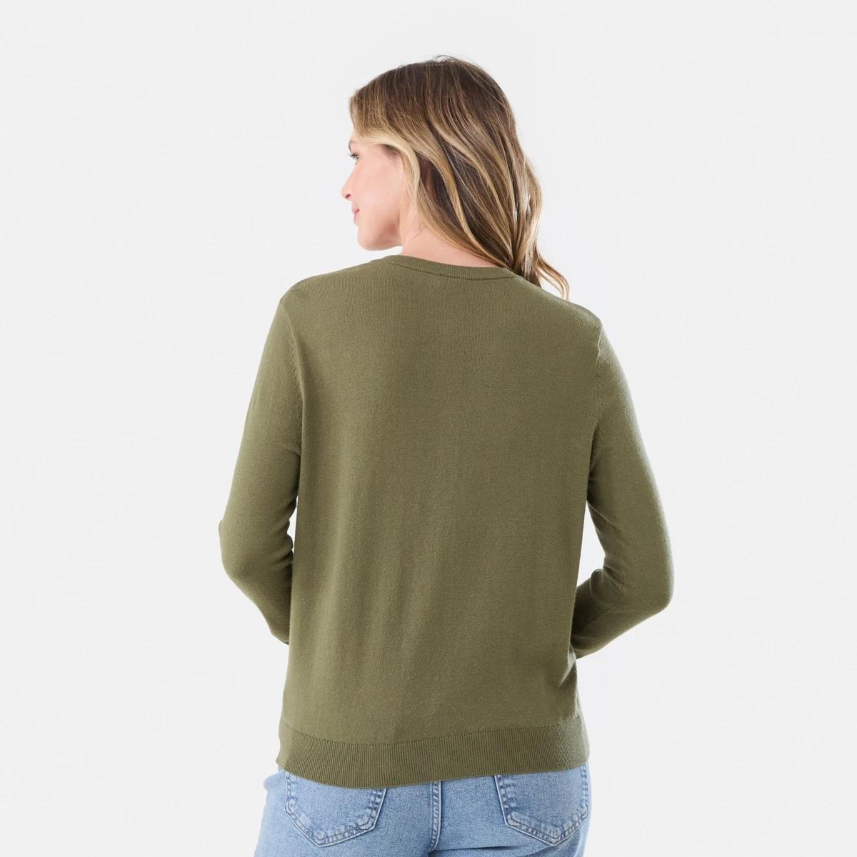 3 Lightweight Crew Neck Cardigan BURNT OLIVE, 3 of 5