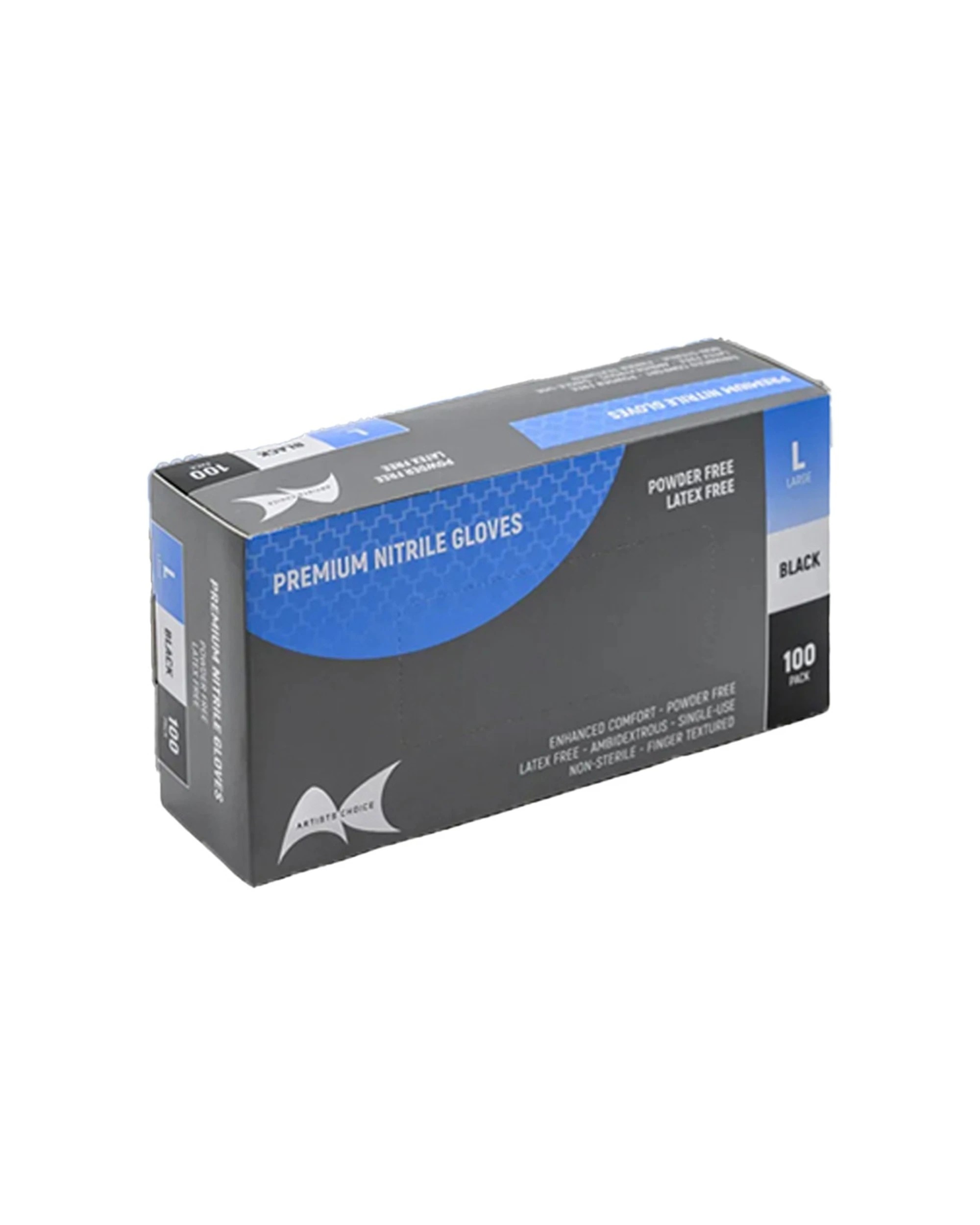2 Artists Choice 3x 100pc Premium Powder No-Latex Nitrile Gloves Large - Black, 2 of 2