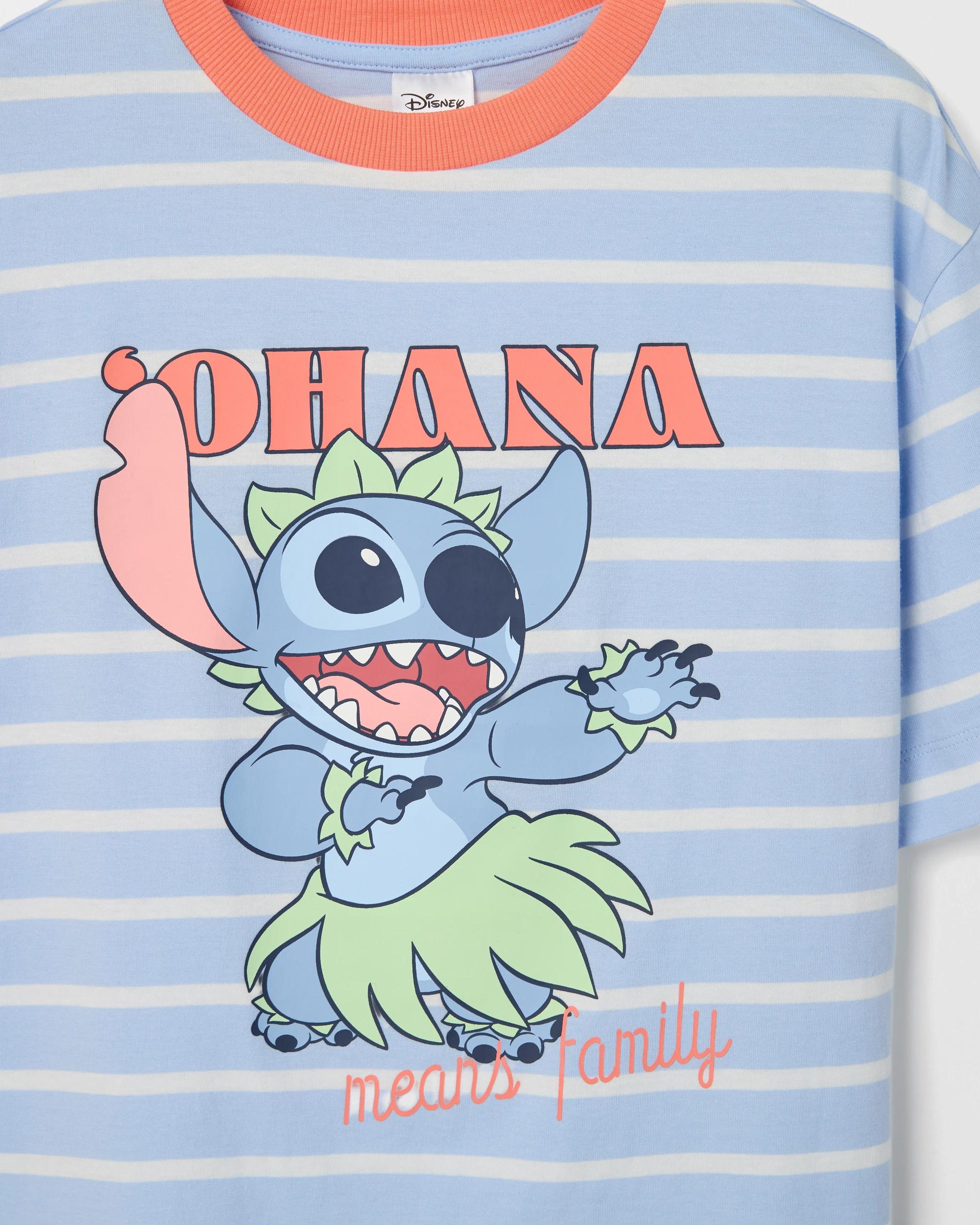 2 Disney Lilo & Stitch Australian Cotton Oversized T-Shirt MULTI STITCH OHANA STRIPE, 2 of 2