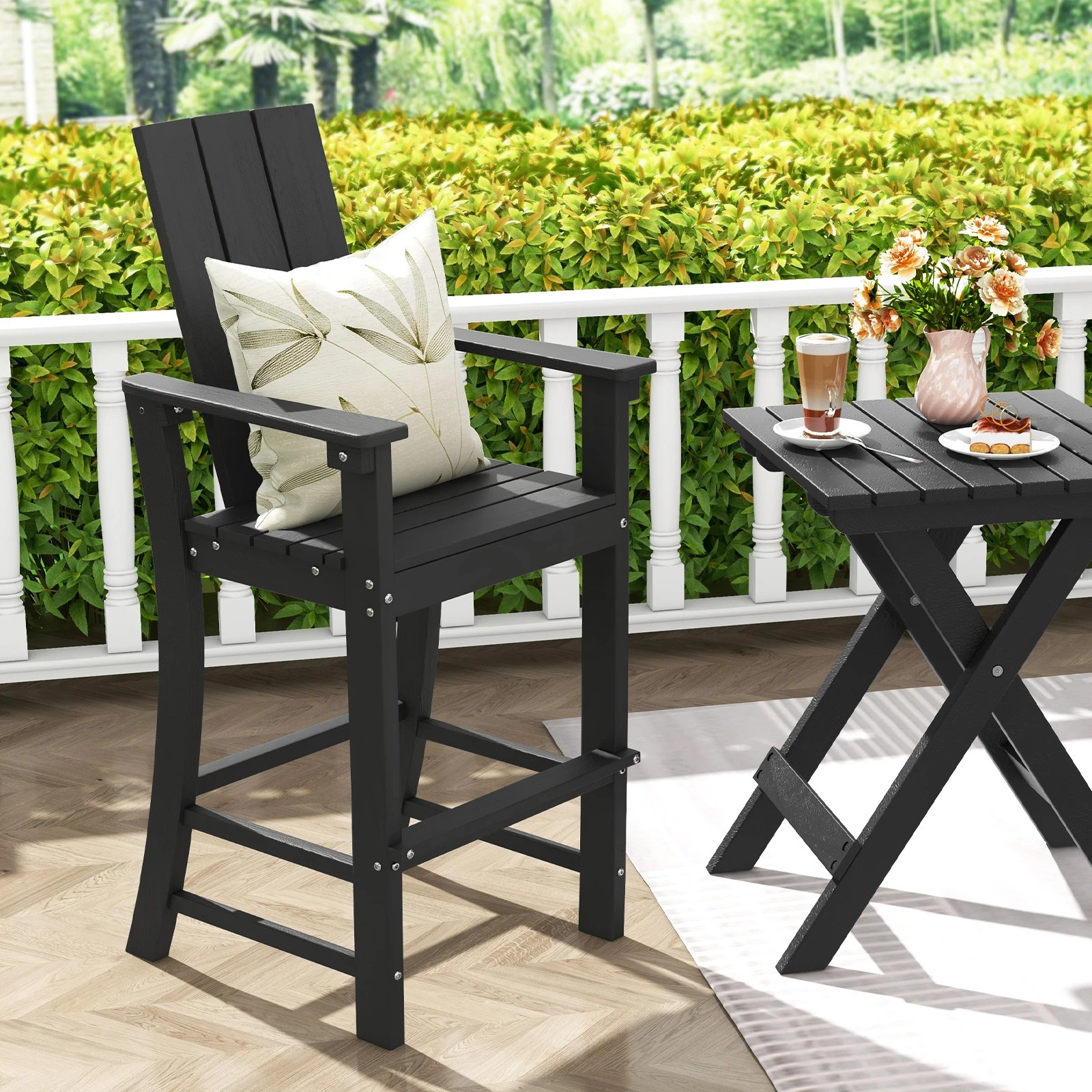 3 Costway Tall Adirondack Chair Outdoor Bar Stool Patio Bistro Chair Backyard & Garden, 3 of 3