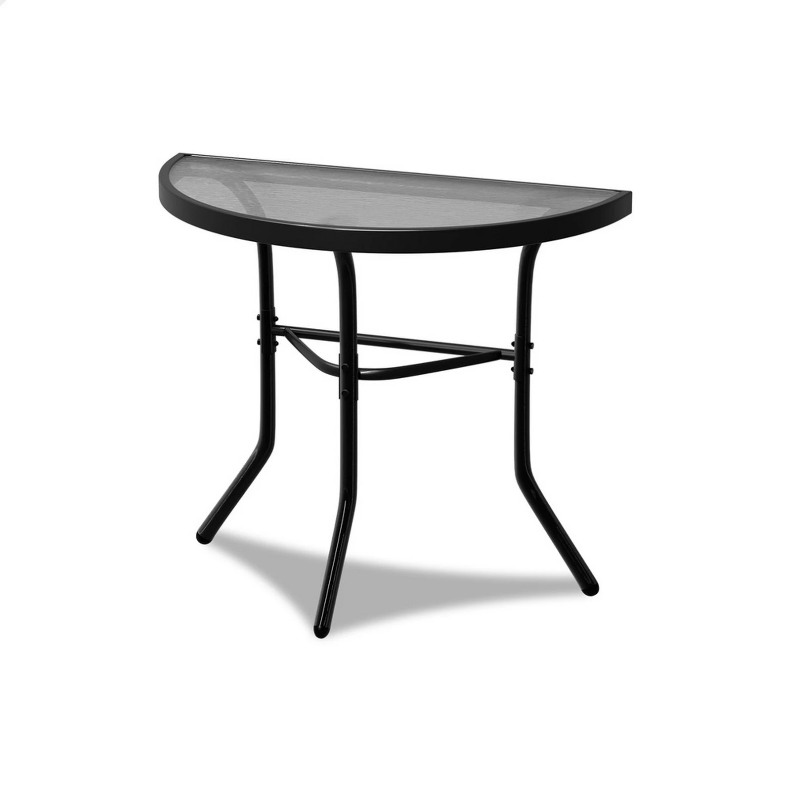 1 Alfordson Outdoor Furniture Patio Side Coffee Table Garden Glass Metal - Black, 1 of 10