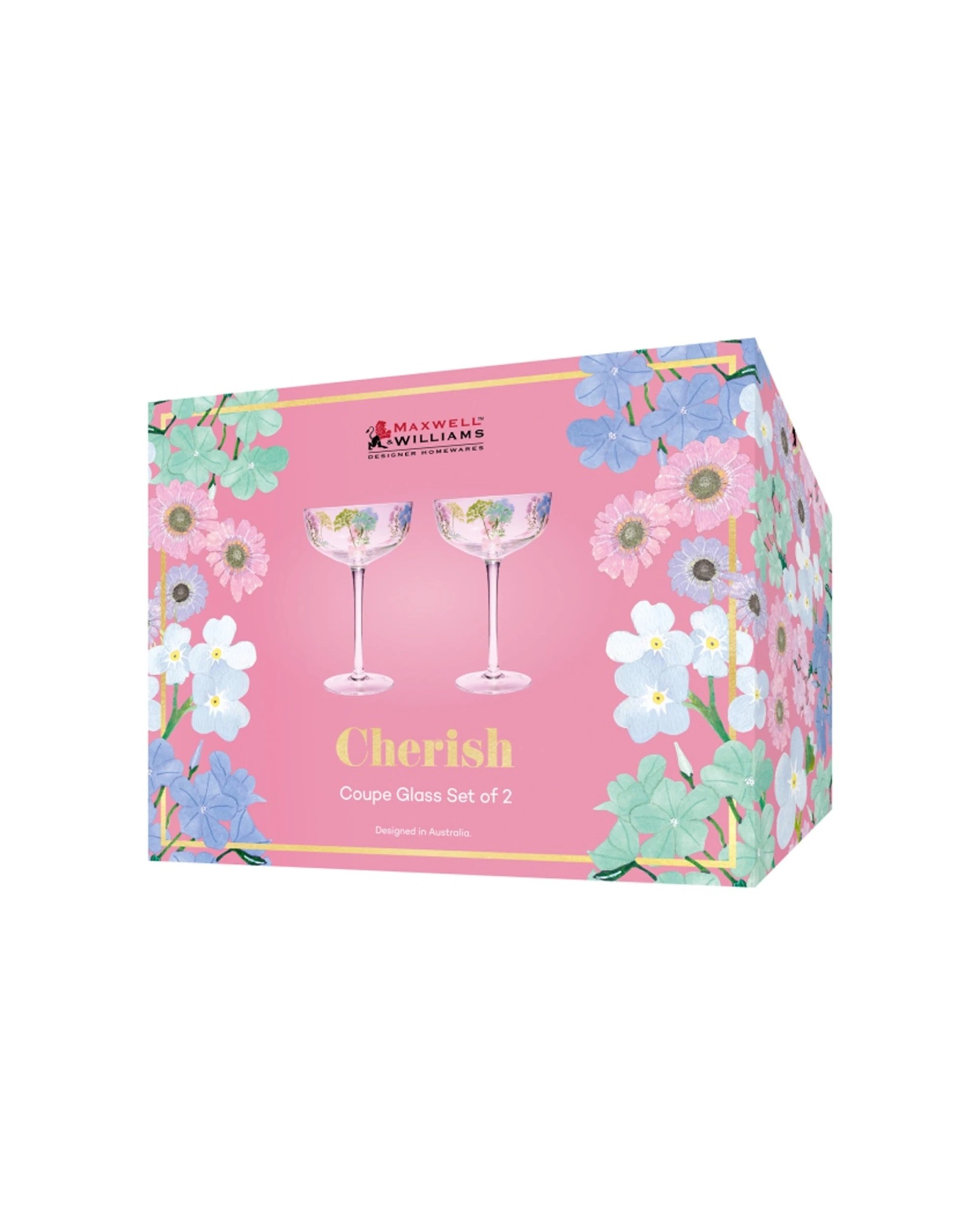 4 Maxwell & Williams 2pc Cherish Coupe Glass Drinkware Set 300ml Floral Design - Clear, 4 of 4