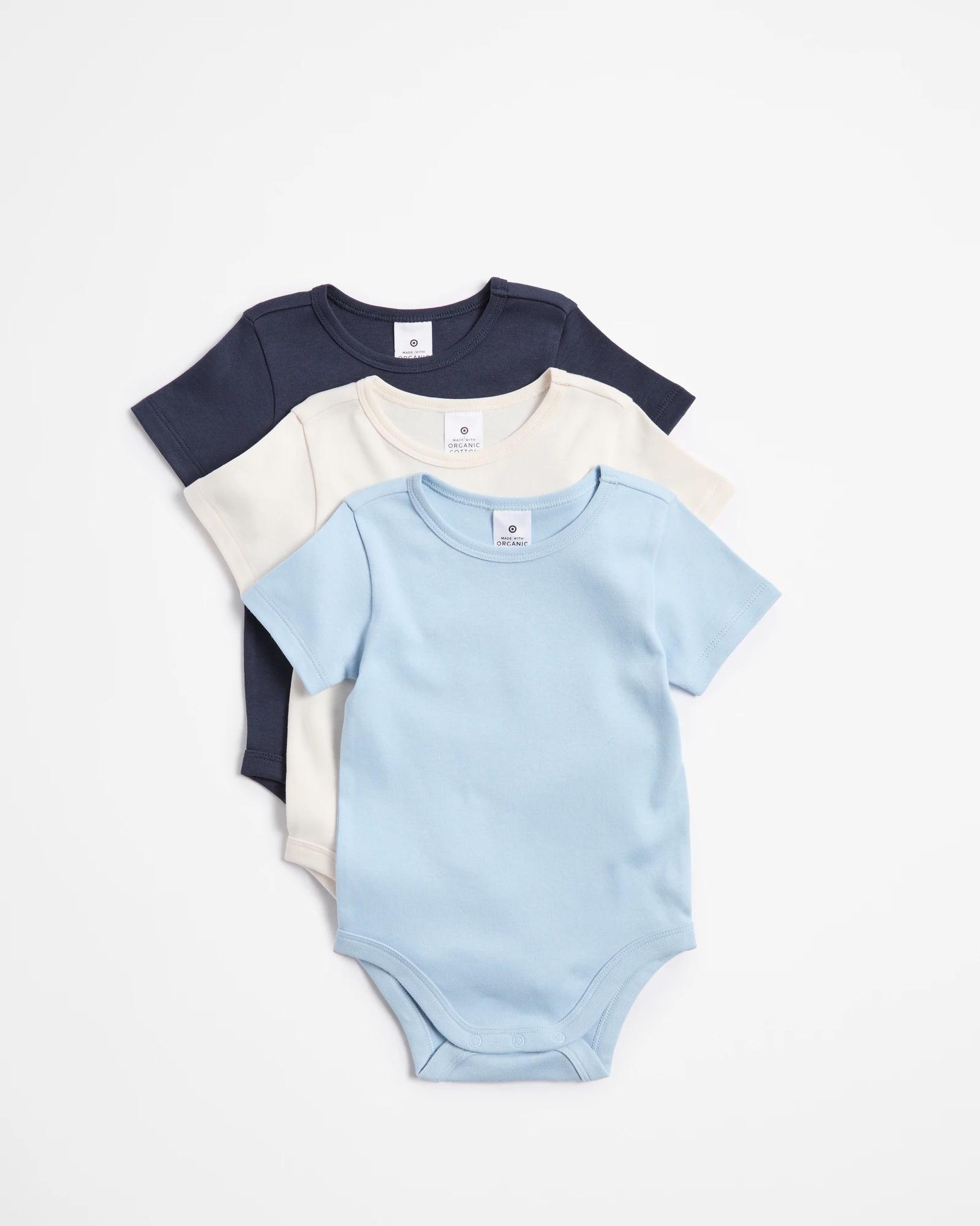 1 Target Baby Organic Cotton Bodysuits 3 Pack BLUES, 1 of 5