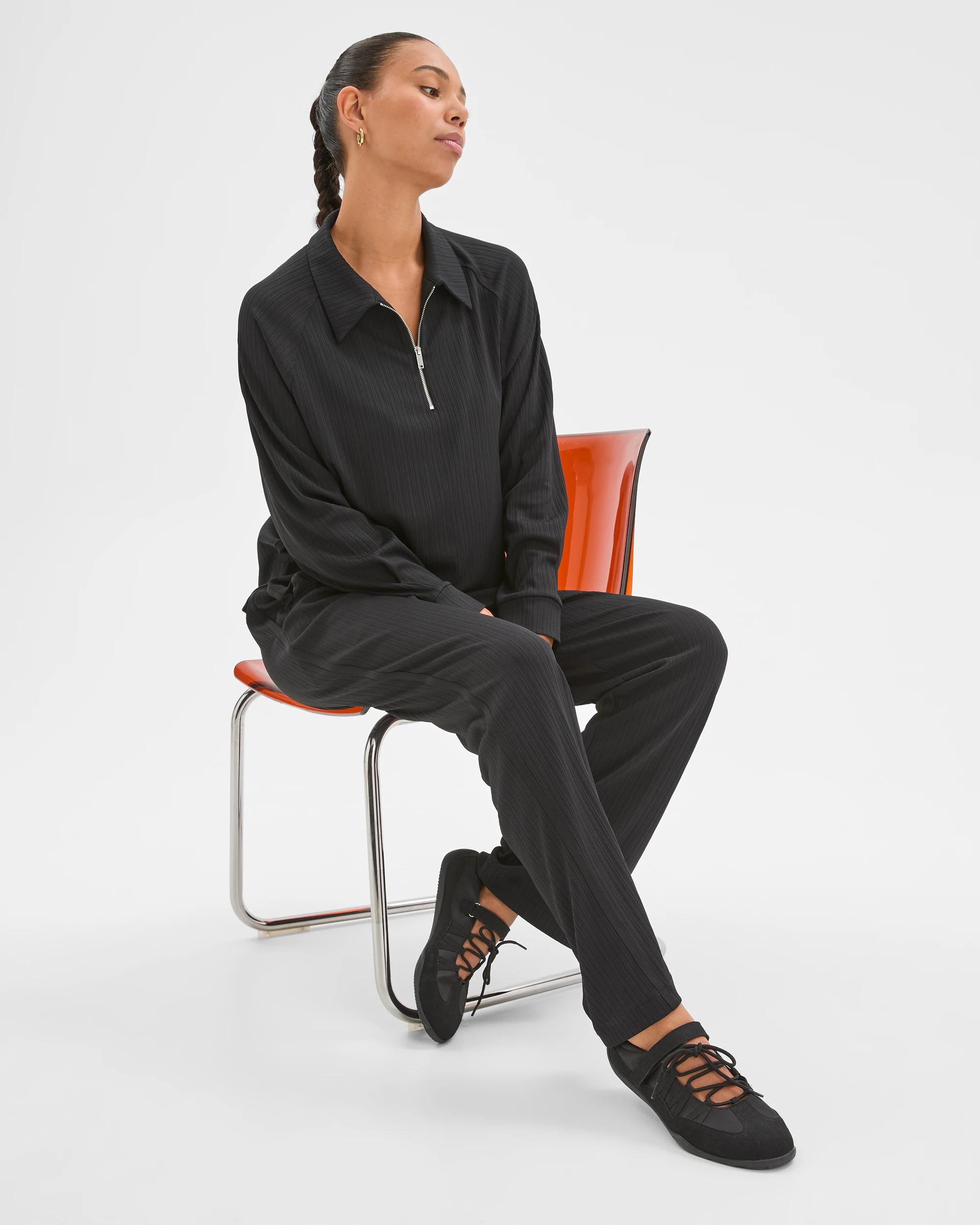 1 Target Active Wide Leg Plisse Pants BLACK, 1 of 6