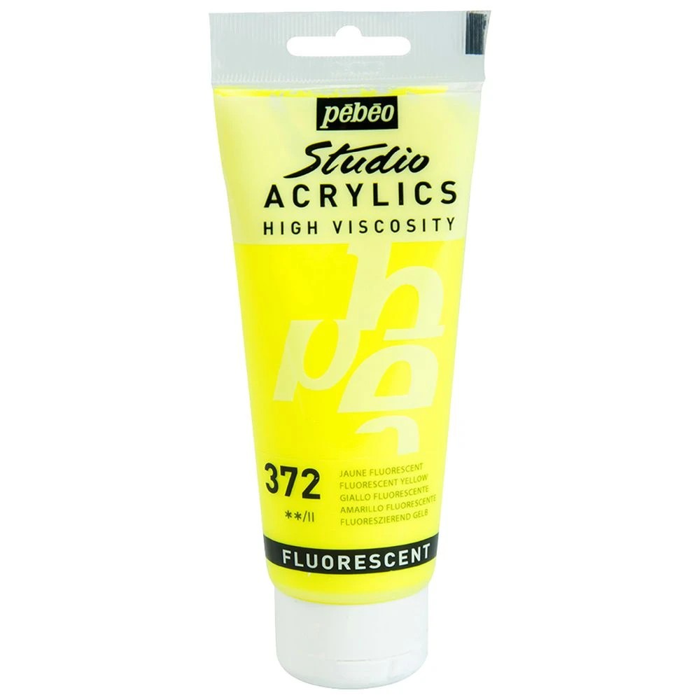 1 Pebeo Studio Acrylic Paint 100mL Fluoro Yellow, 1 of 2
