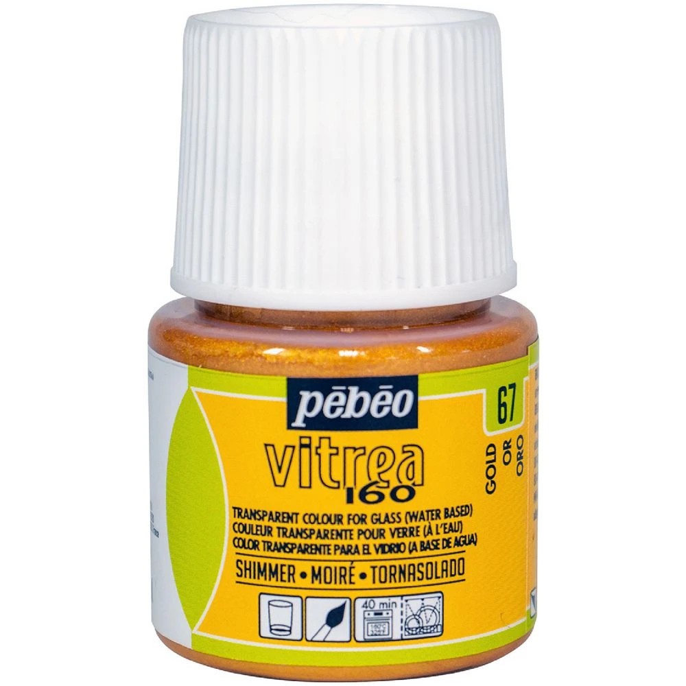 1 Pebeo Vitrea 160 Shimmer Glass Paint 45mL Gold, 1 of 1