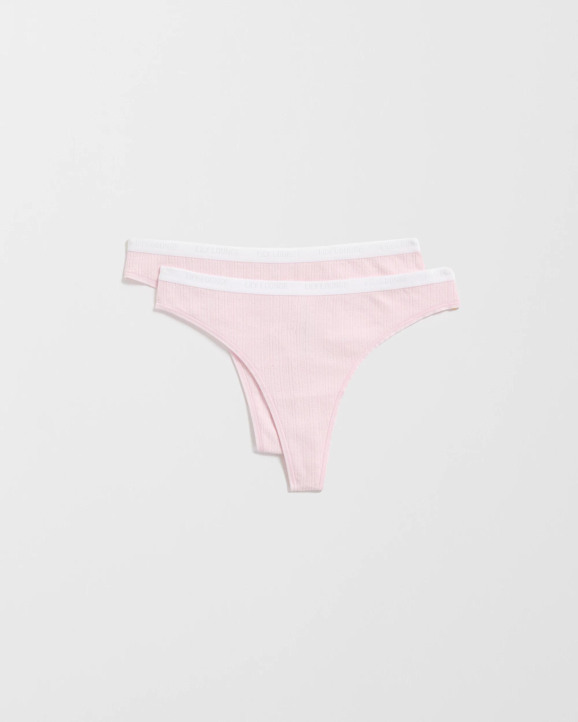 1 Australian Cotton 2 Pack Pointelle G-String Briefs - Lily Loves CRADLE PINK, 1 of 3