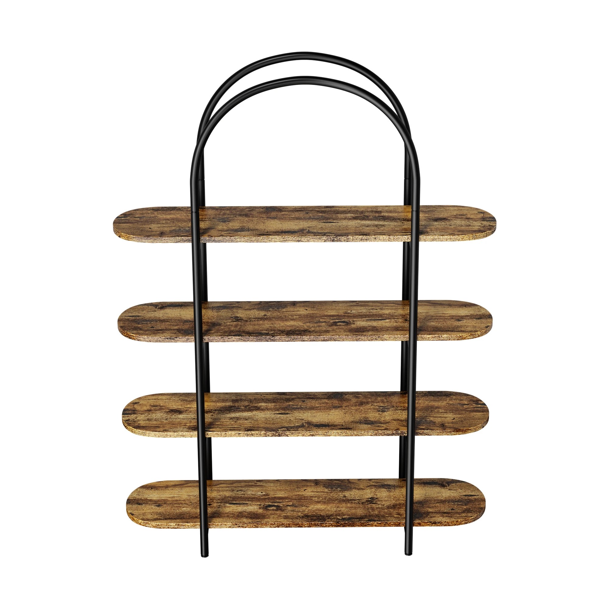 4 Oikiture Bookshelf 4 Tier Arched Display Shelf Home Industrial - Natural, 4 of 9
