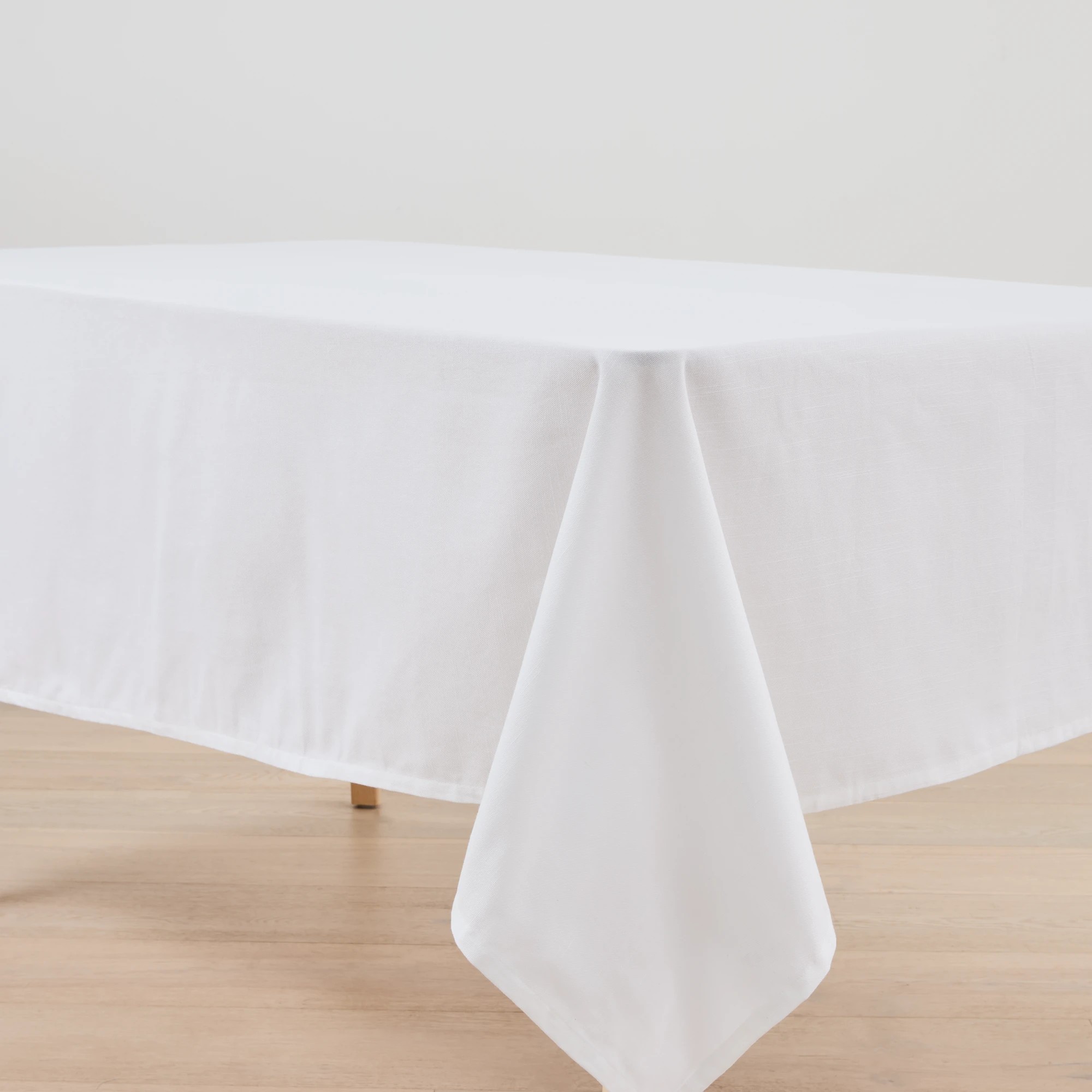 2 White Extra Large Linen Look Table Cloth, 2 of 5