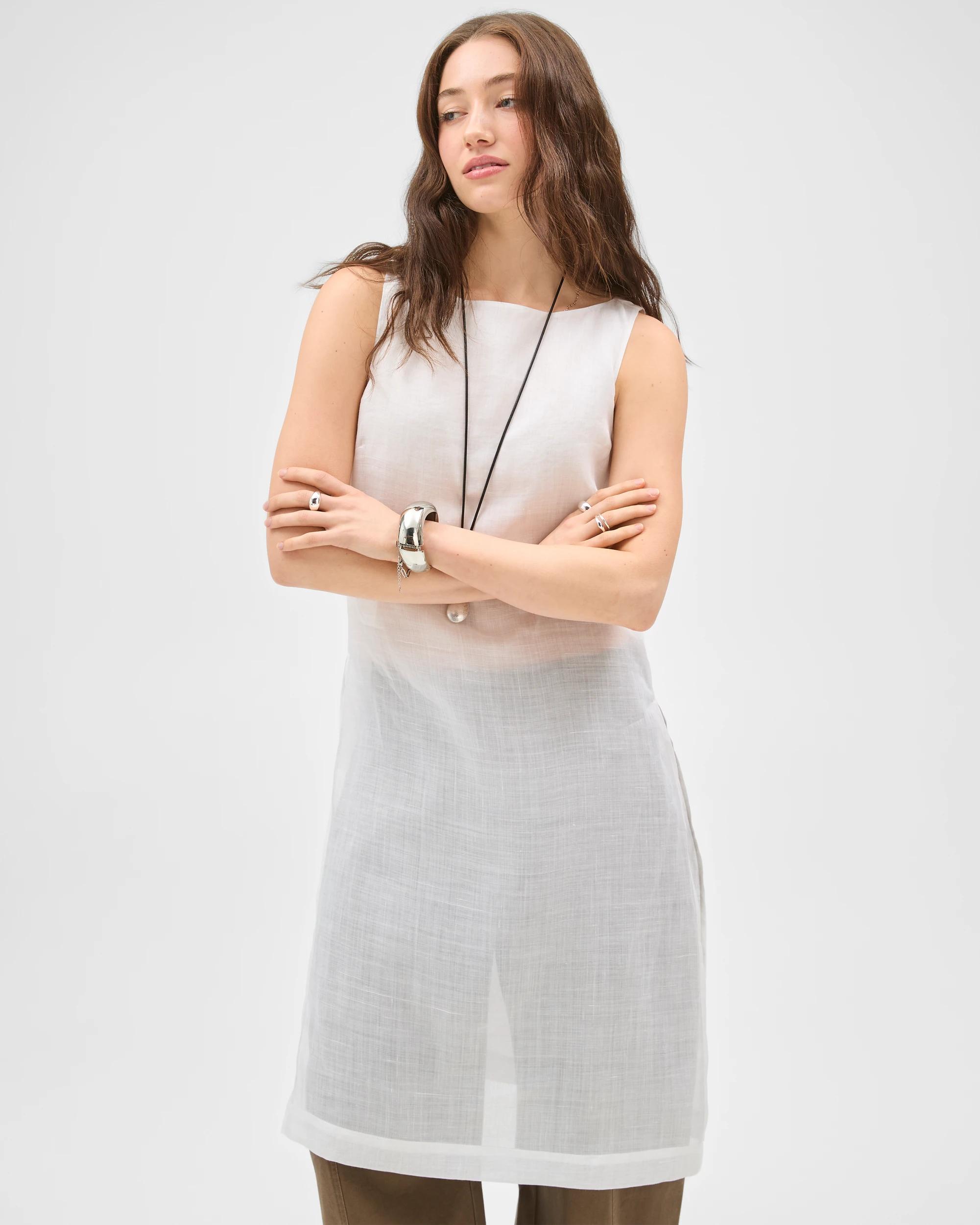 2 Lily Loves Sheer Tunic Top PALE OAT, 2 of 7