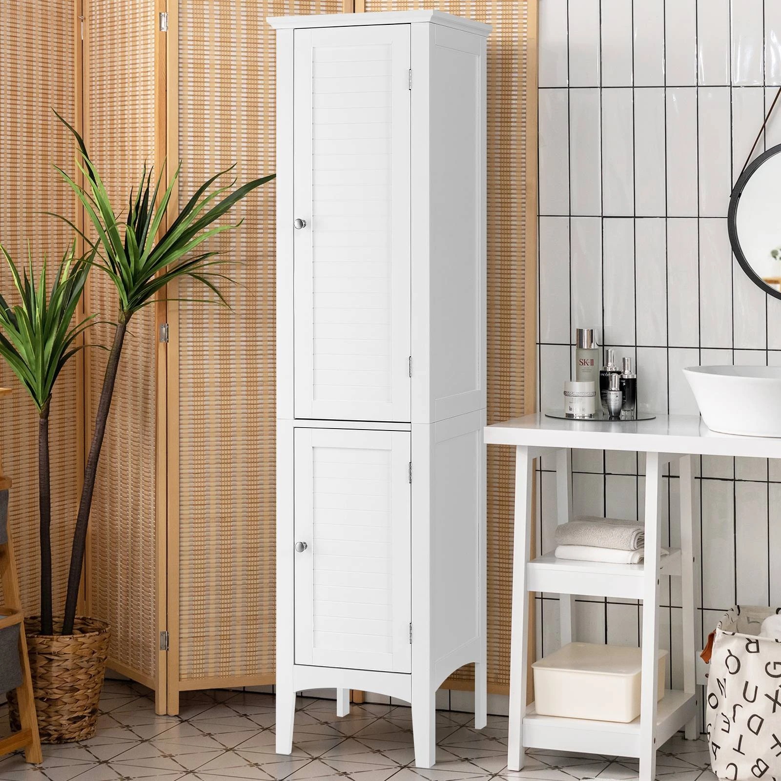 3 Costway Slim Tall Bathroom Cabinet w/5 Shelves Storage Cupboard Organiser, 3 of 5