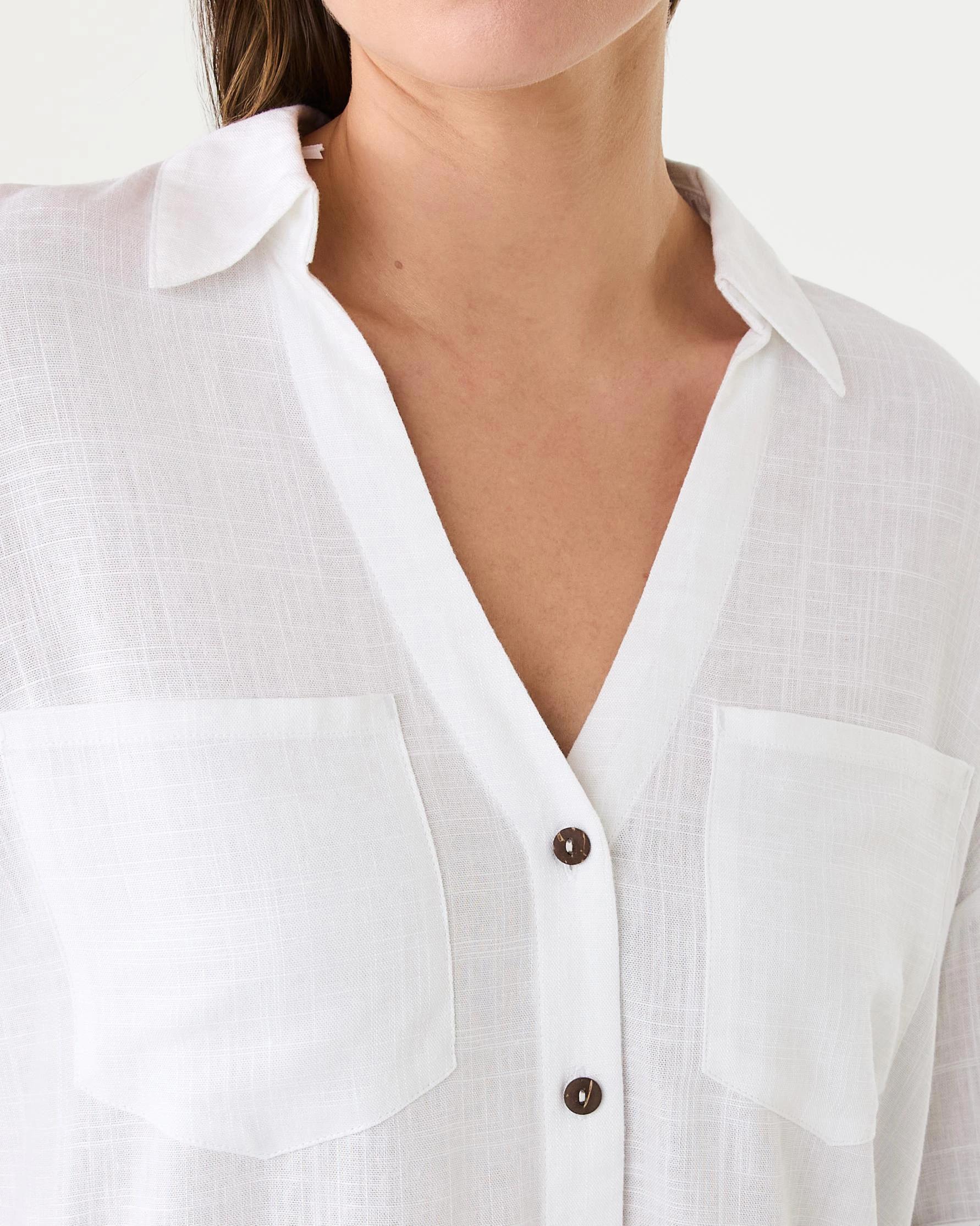 5 Short Rolled Sleeve Tab Shirt White, 5 of 8