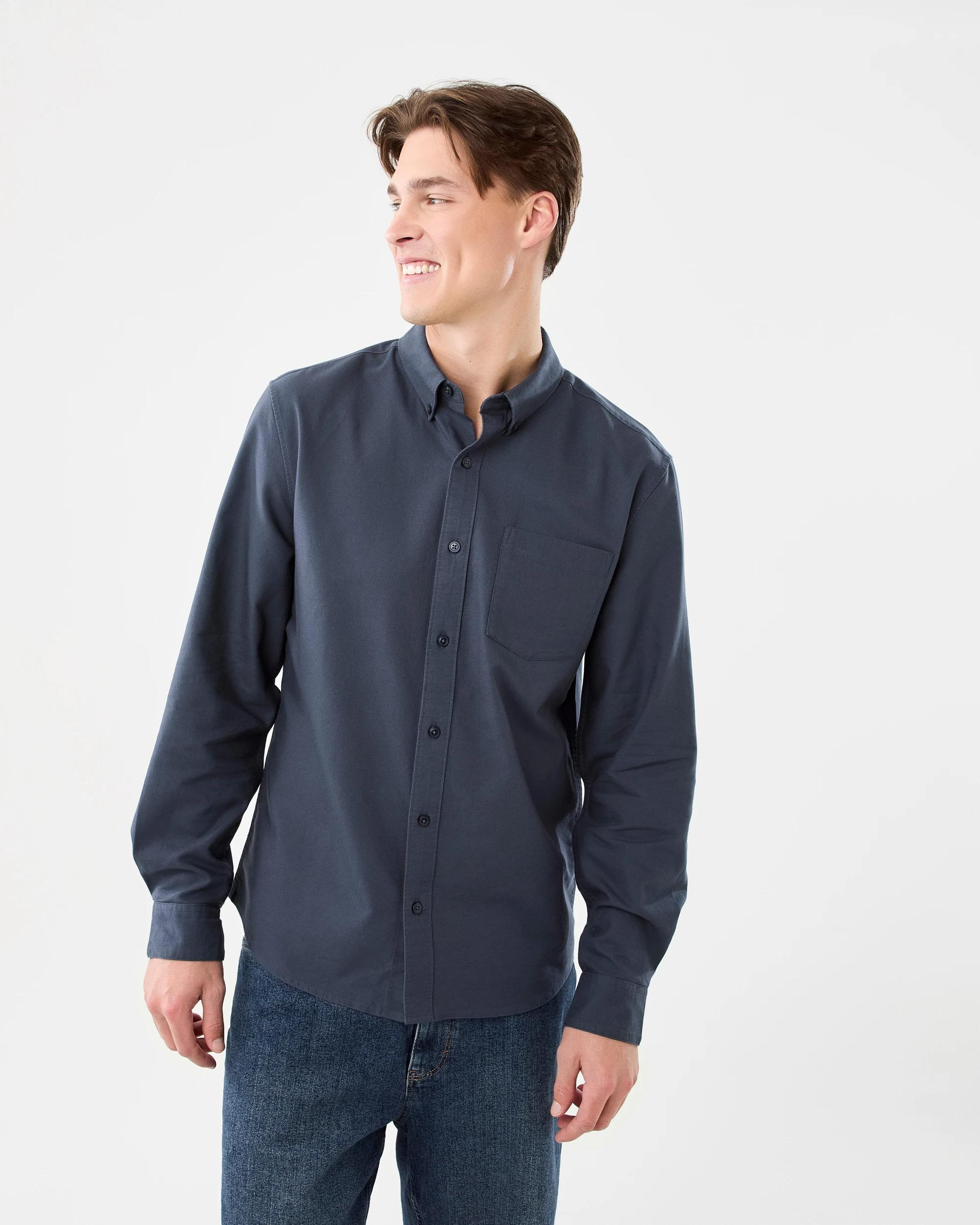 1 Long Sleeve Oxford Shirt Blu Night, 1 of 8
