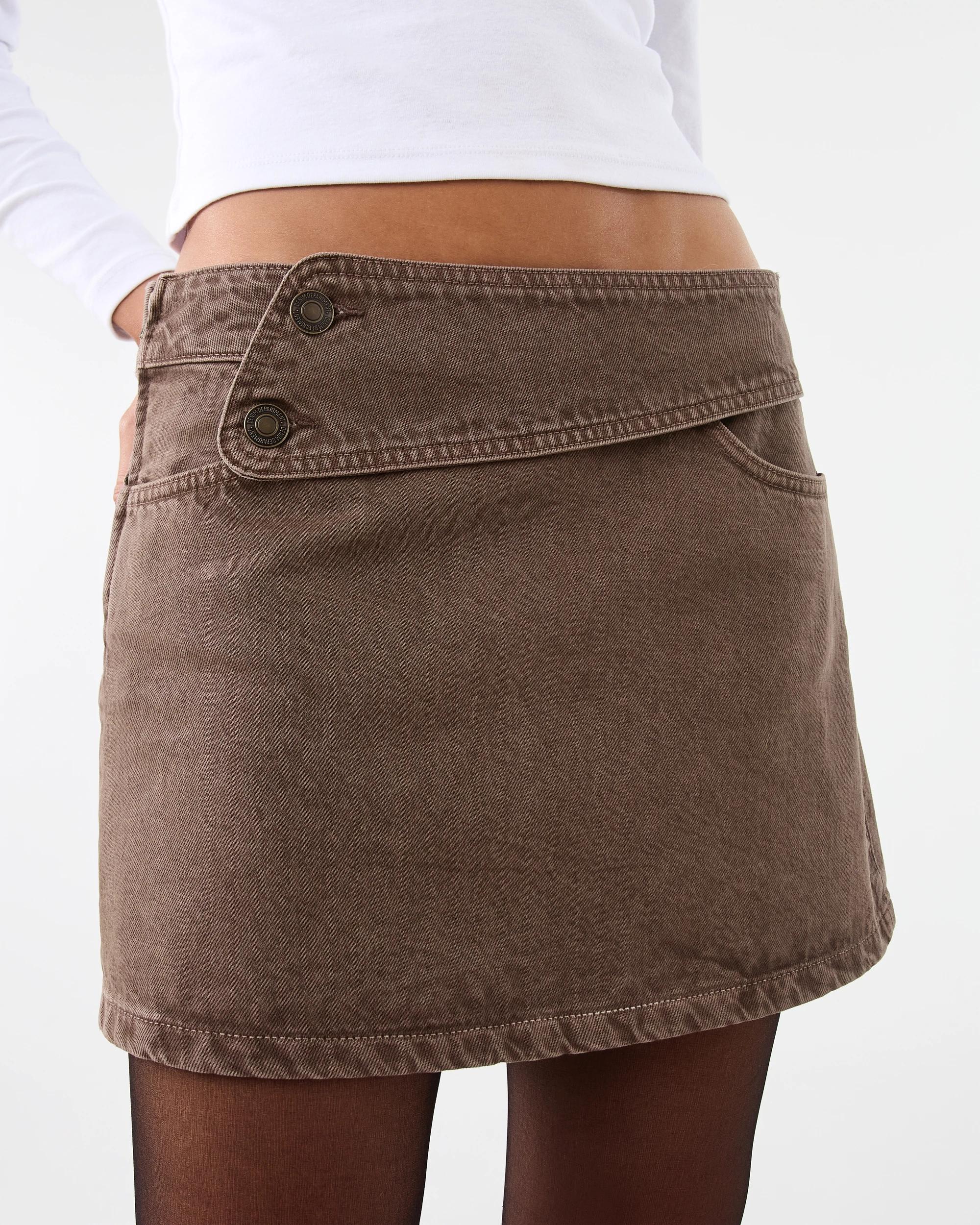 1 Washed Mini Skirt Wsh Brown, 1 of 8