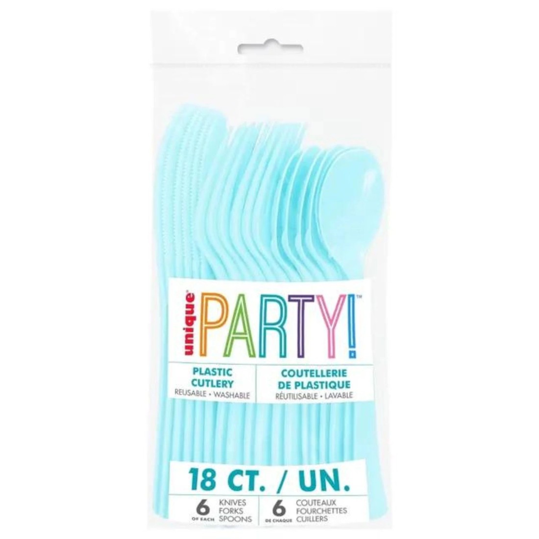 2 Unique Powder Blue Reusable Plastic Cutlery (Pack of 18), 2 of 2