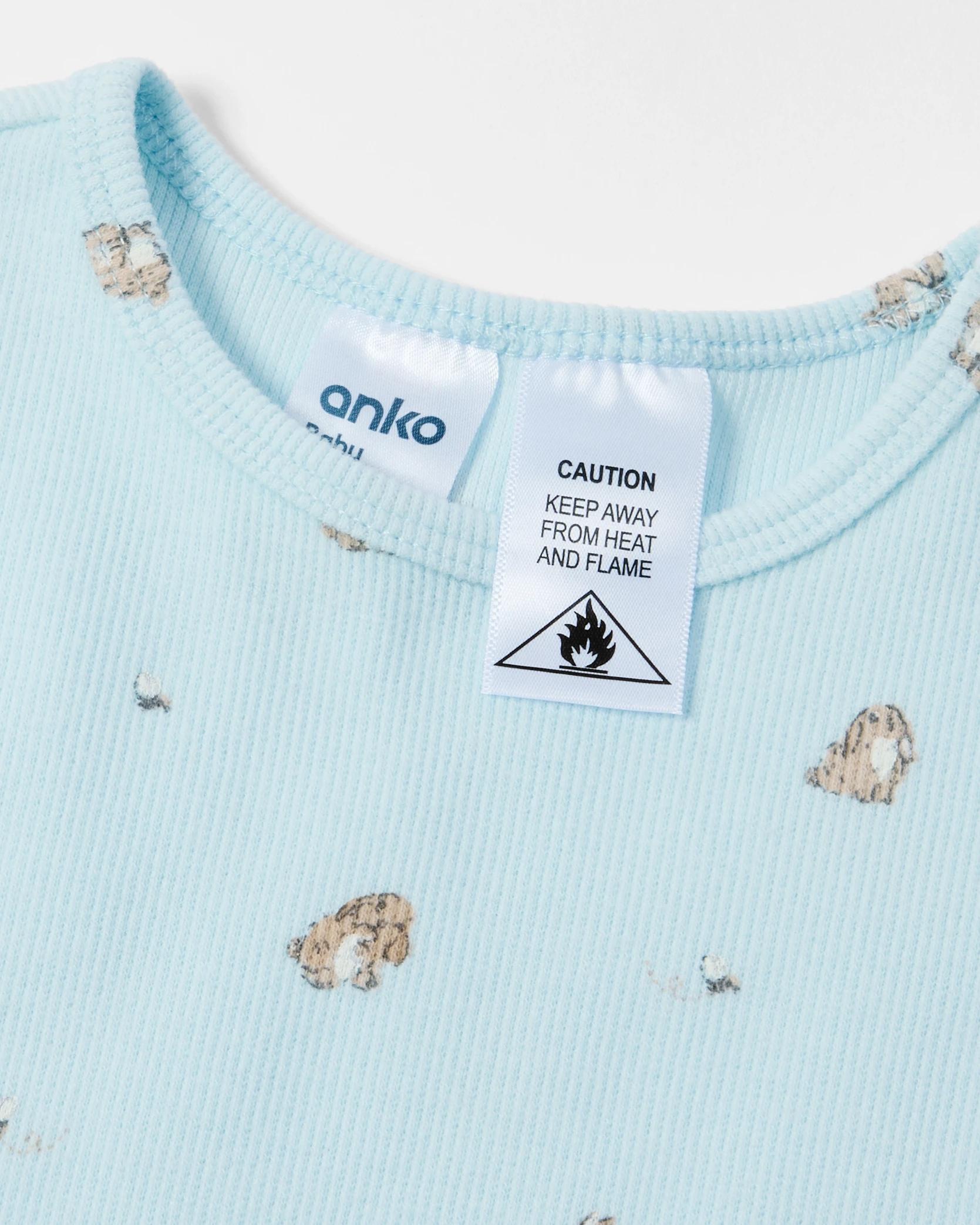 7 Cotton Ribbed Pyjama Set Blu Bnny, 7 of 8