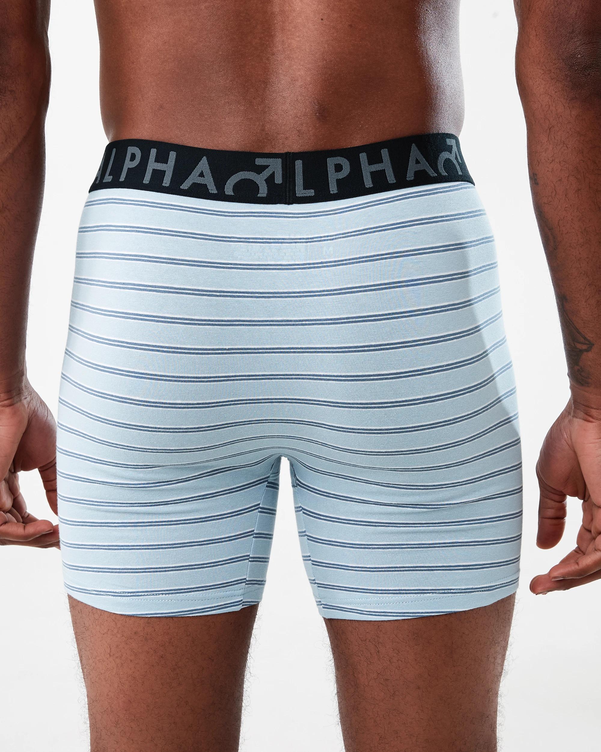 6 3 Pack Mid Length Stripe Trunks Gry Stripe, 6 of 7