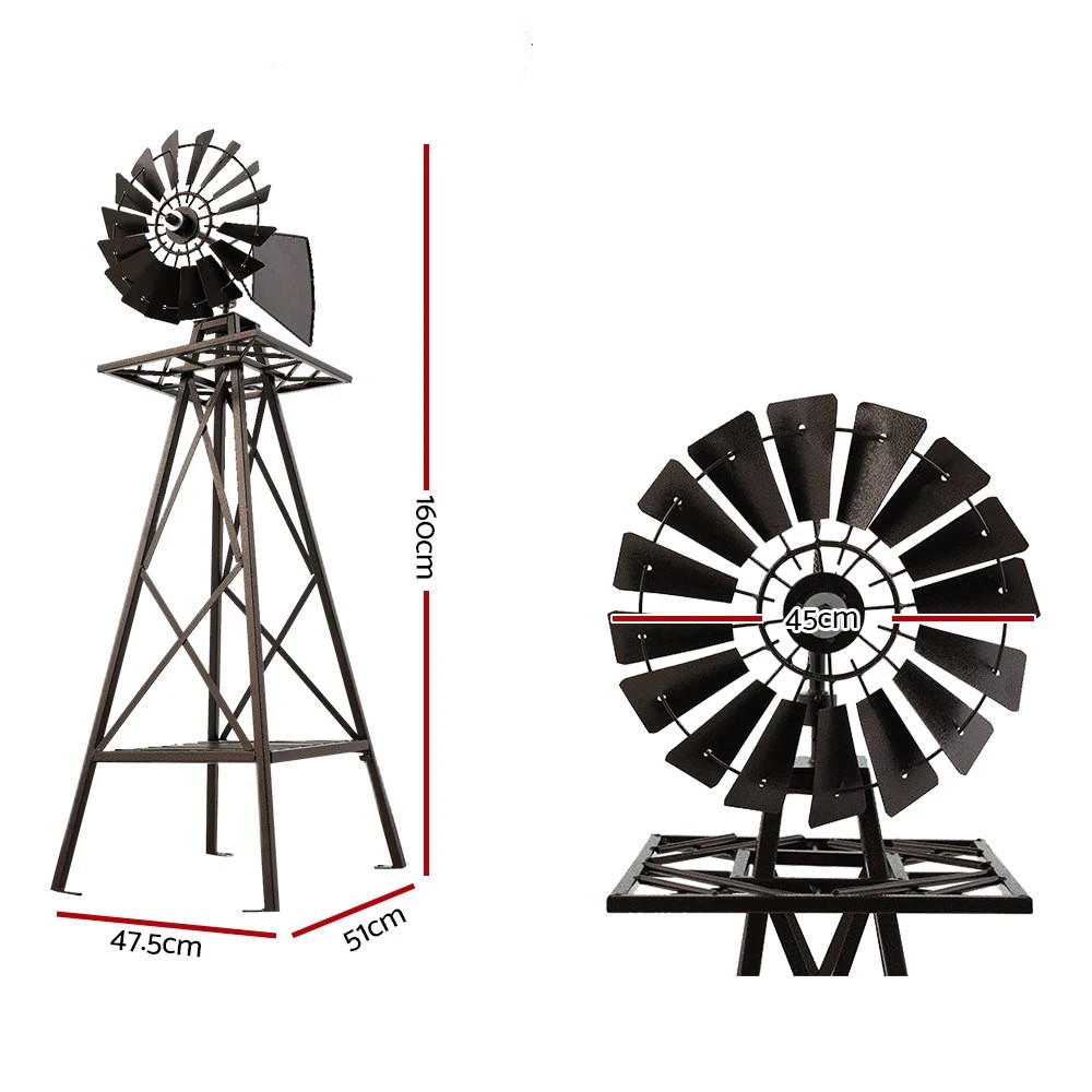 2 Gardeon Garden Windmill 160cm Metal Ornaments Outdoor Decor Ornamental Wind Mill - Multi, 2 of 6