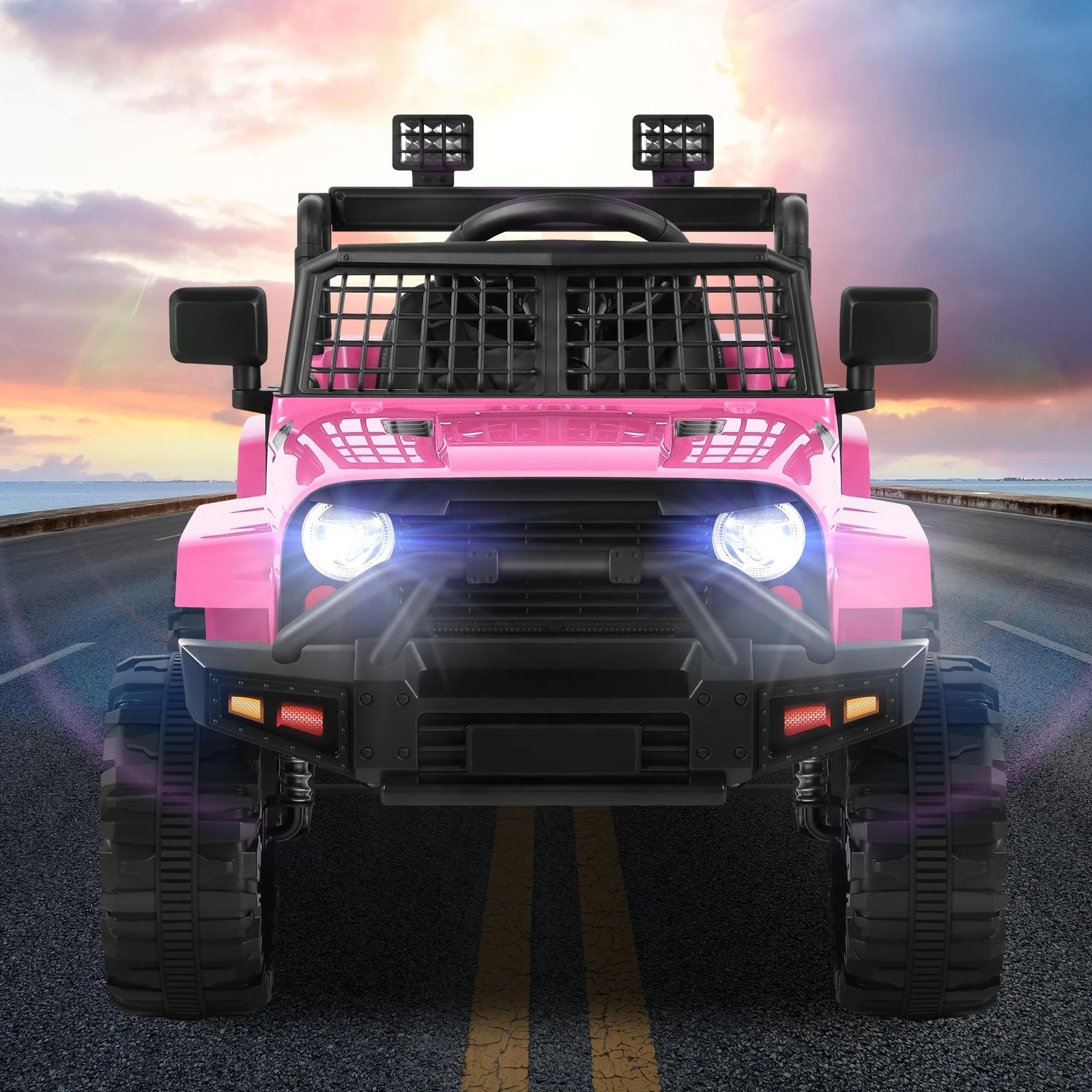8 Alfordson Kids Ride On Car Toy Jeep Electric 12V 70W Motors R/C LED Lights - Pink, 8 of 10