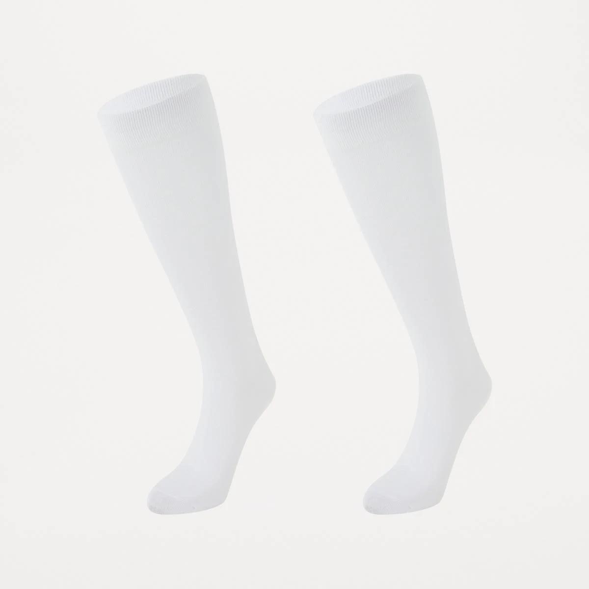 1 2 Pack Knee High Socks WHITE, 1 of 3