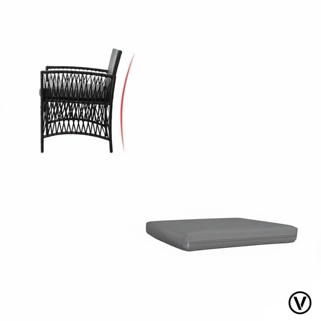 3 Gardeon 3PC Outdoor Bistro Set Patio Furniture Wicker Dining Chairs Table - Black, 3 of 7