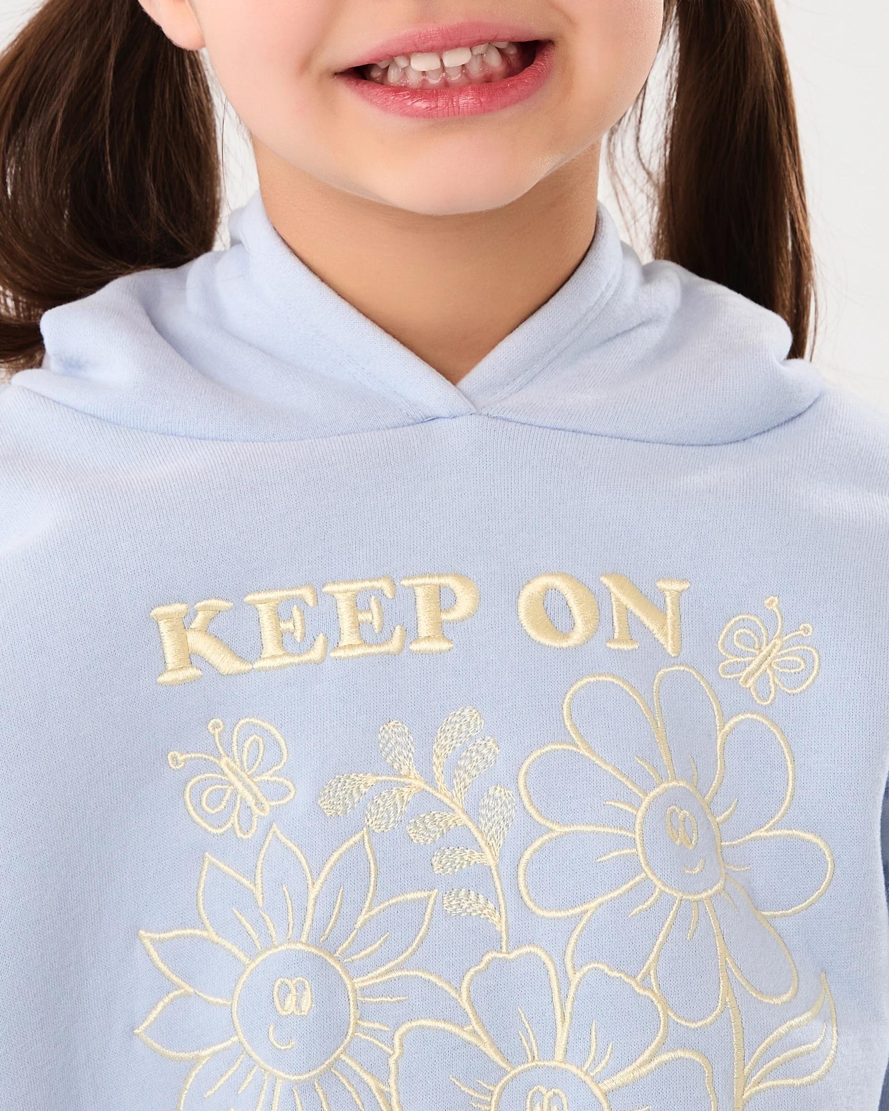 4 Oversized Sequin Embroidered Hoodie Blu Floral, 4 of 8