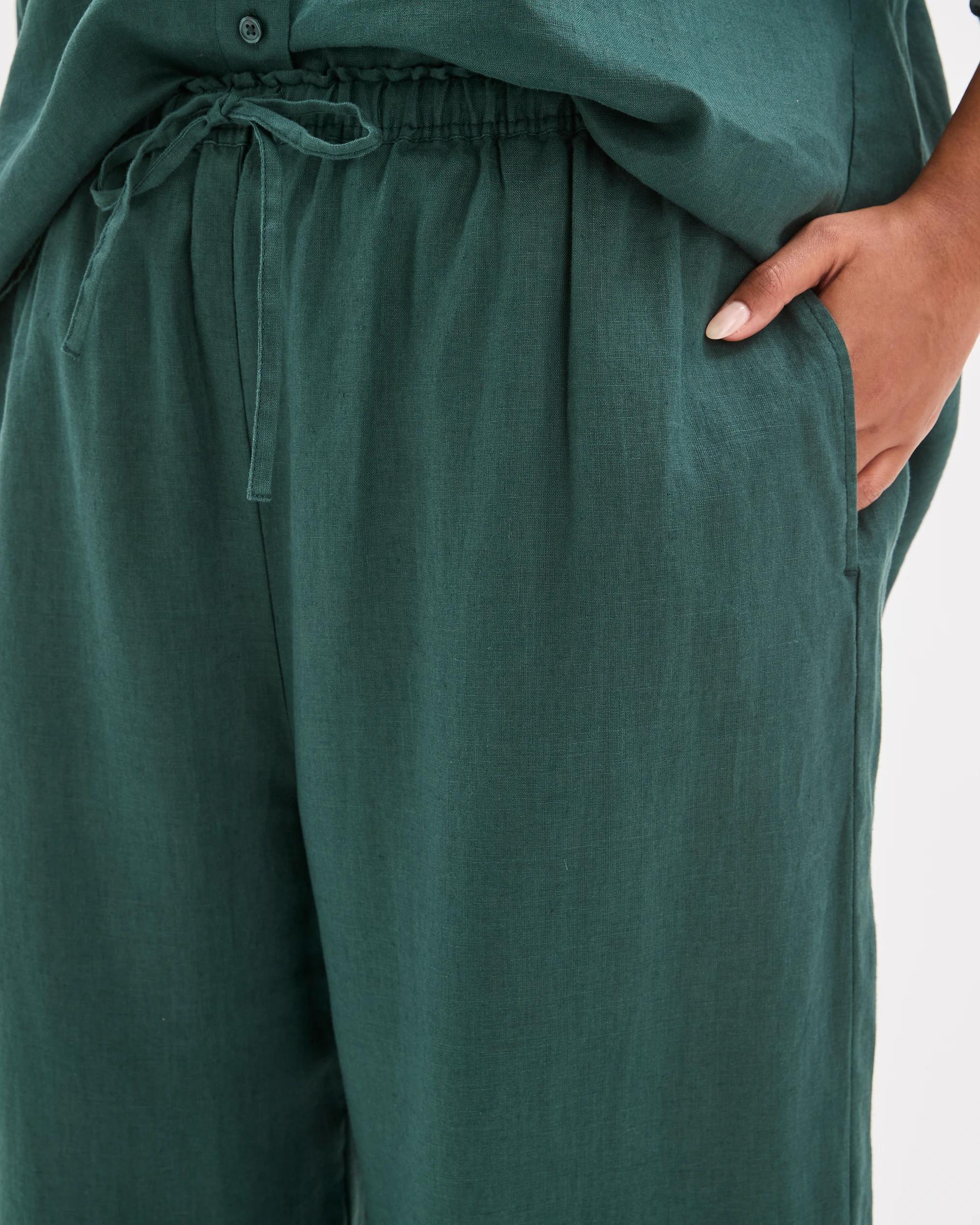 6 Target Curve Plus Size European Linen Wide Leg Pants DEEP GREEN FNA, 6 of 7