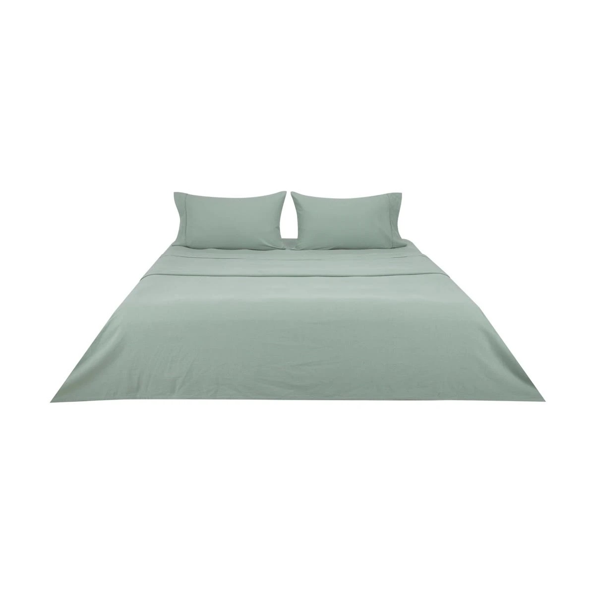 6 Cotton Linen Sheet Set - King Bed, Sage, 6 of 7