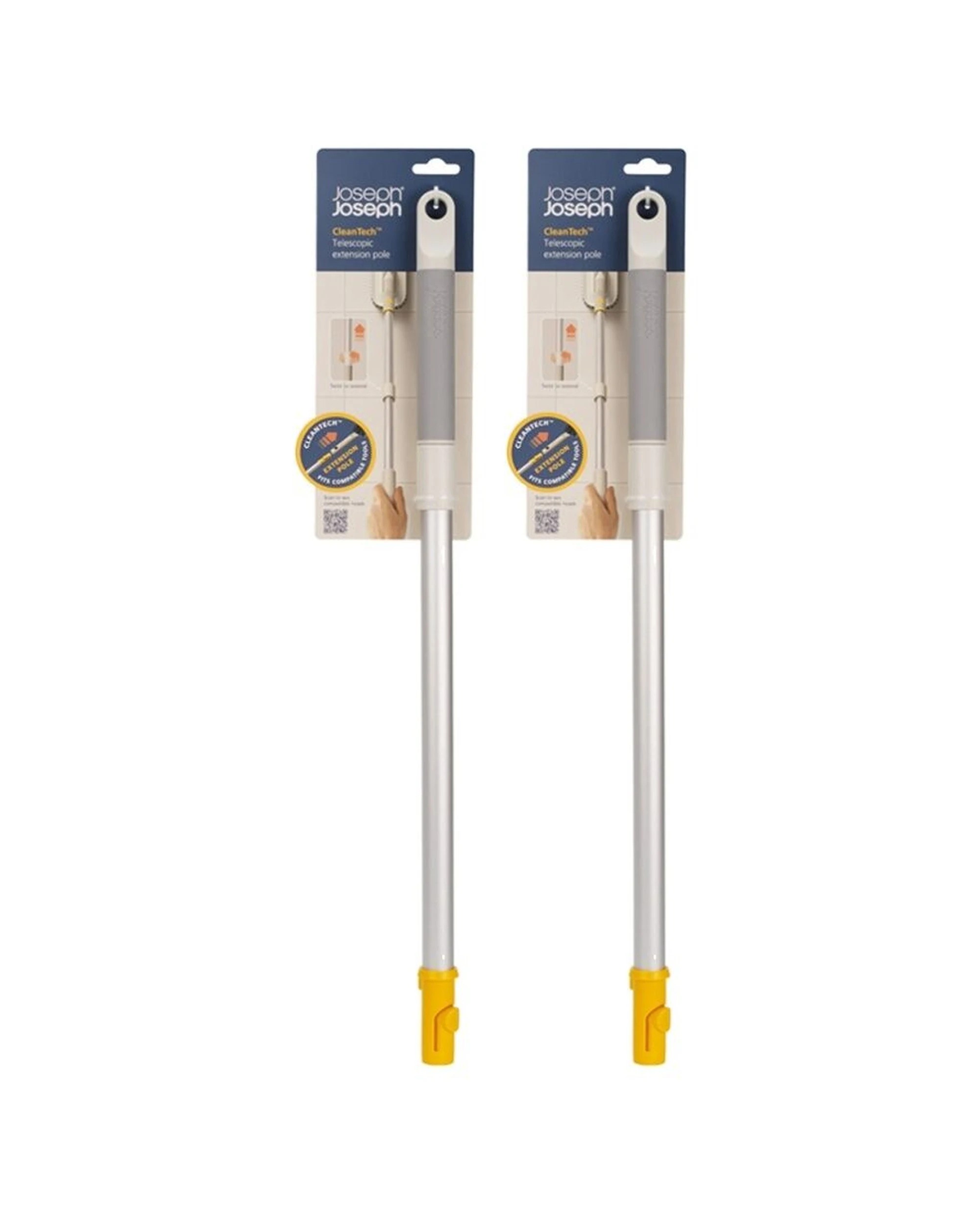 1 Joseph Joseph CleanTech Telescopic Extension Cleaning Tool Pole 61cm To 86cm 2PK Aluminium - Silver, 1 of 6