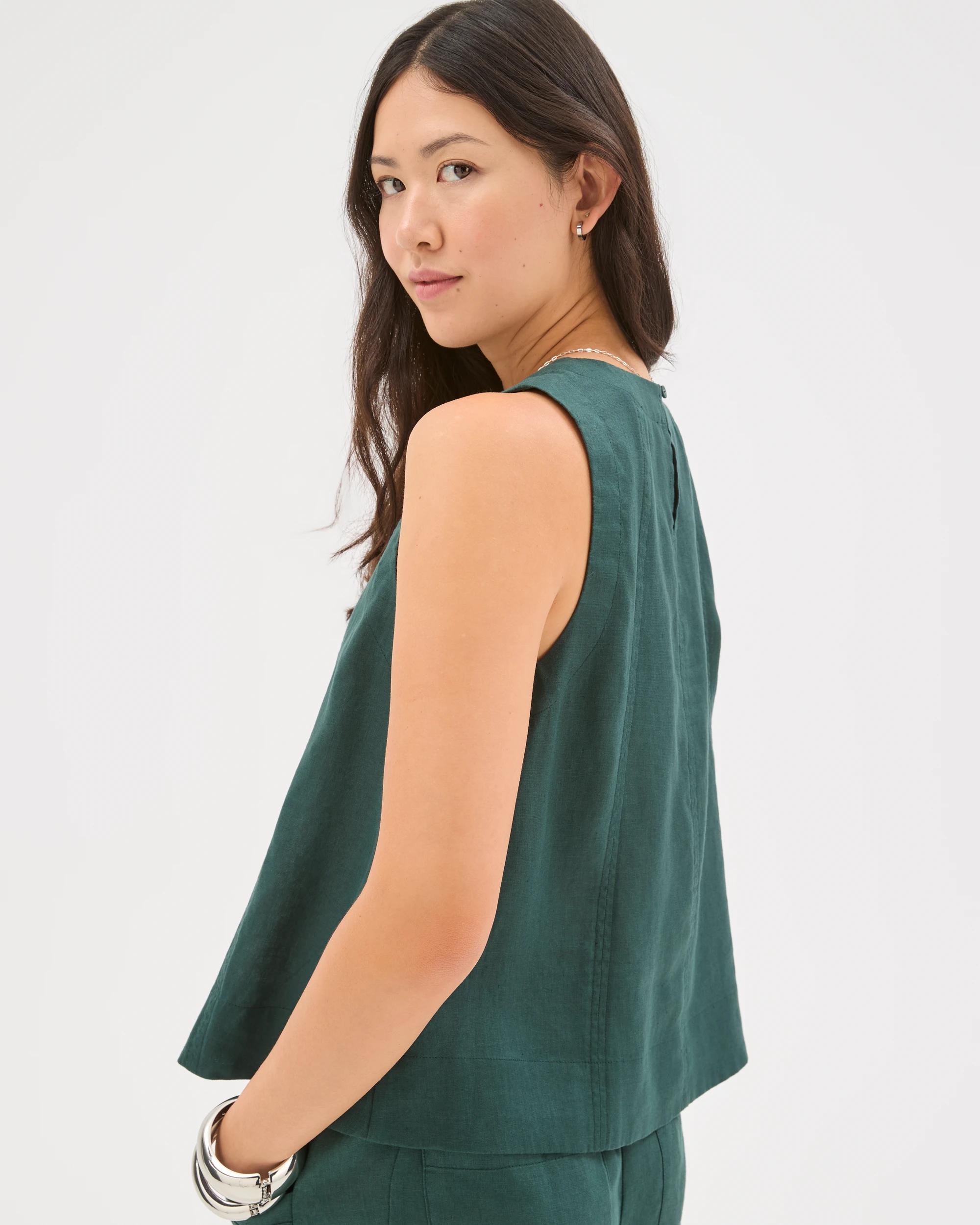 7 Target Woman European Linen Swing Tank Top DEEP GREEN, 7 of 7
